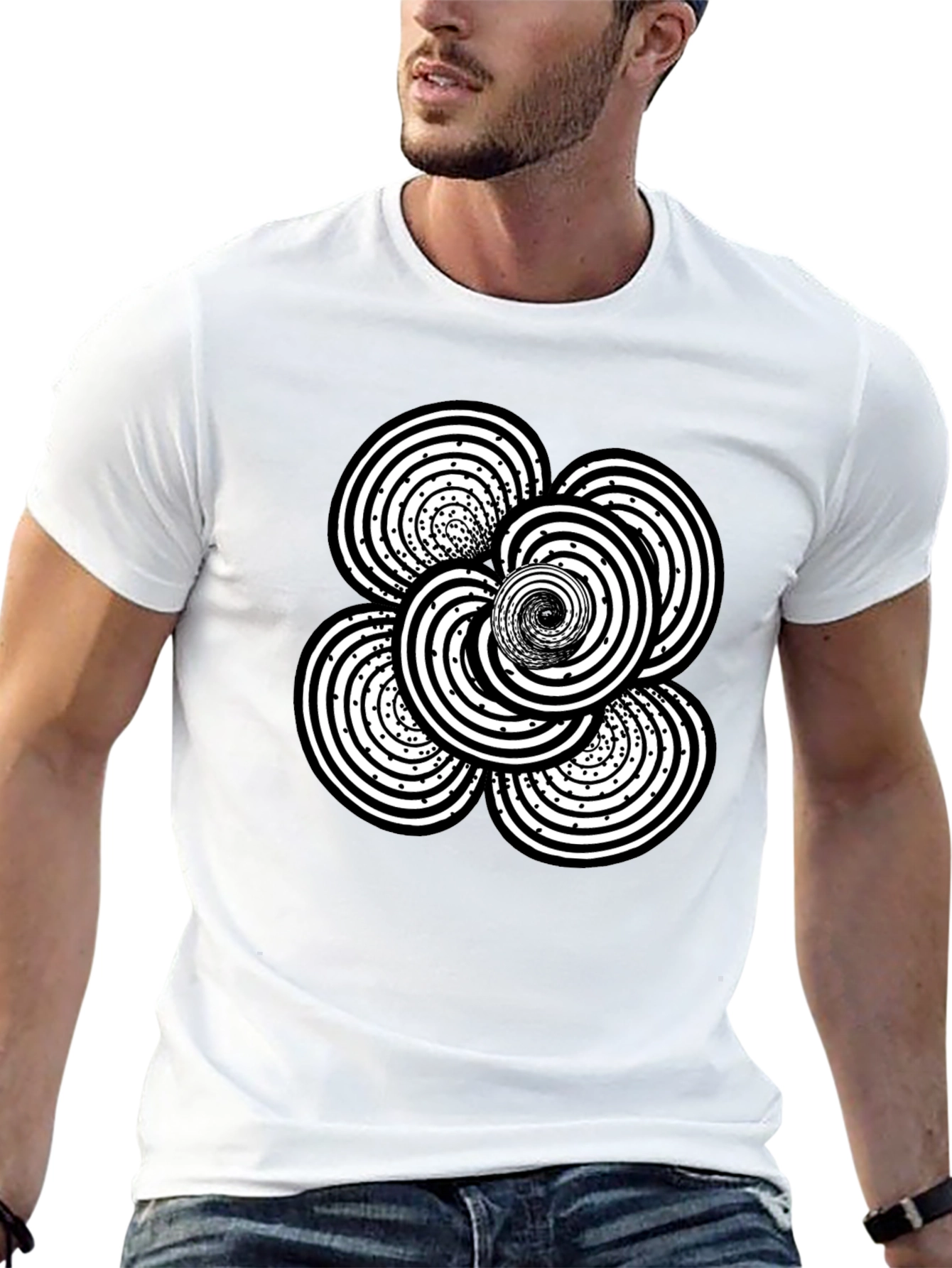 Abstract Swirl Graphic Black T-Shirt