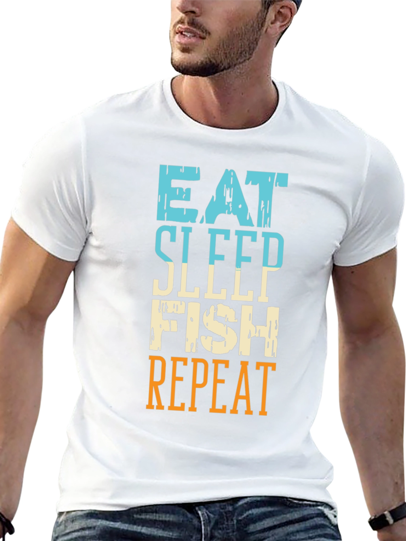 Eat Sleep Fish Repeat Black Graphic Tee