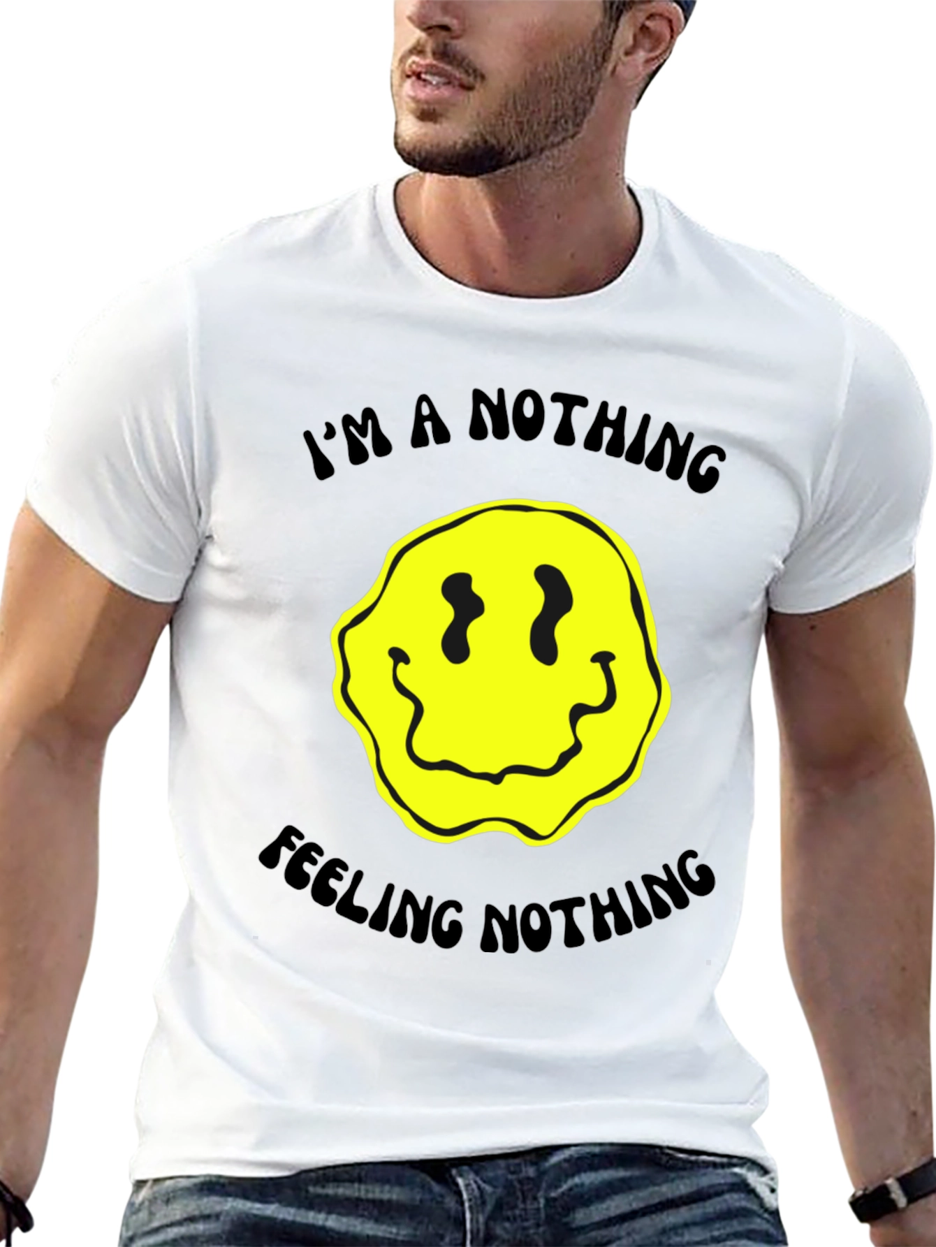 Nihilistic Smiley Face Graphic Tee - Black