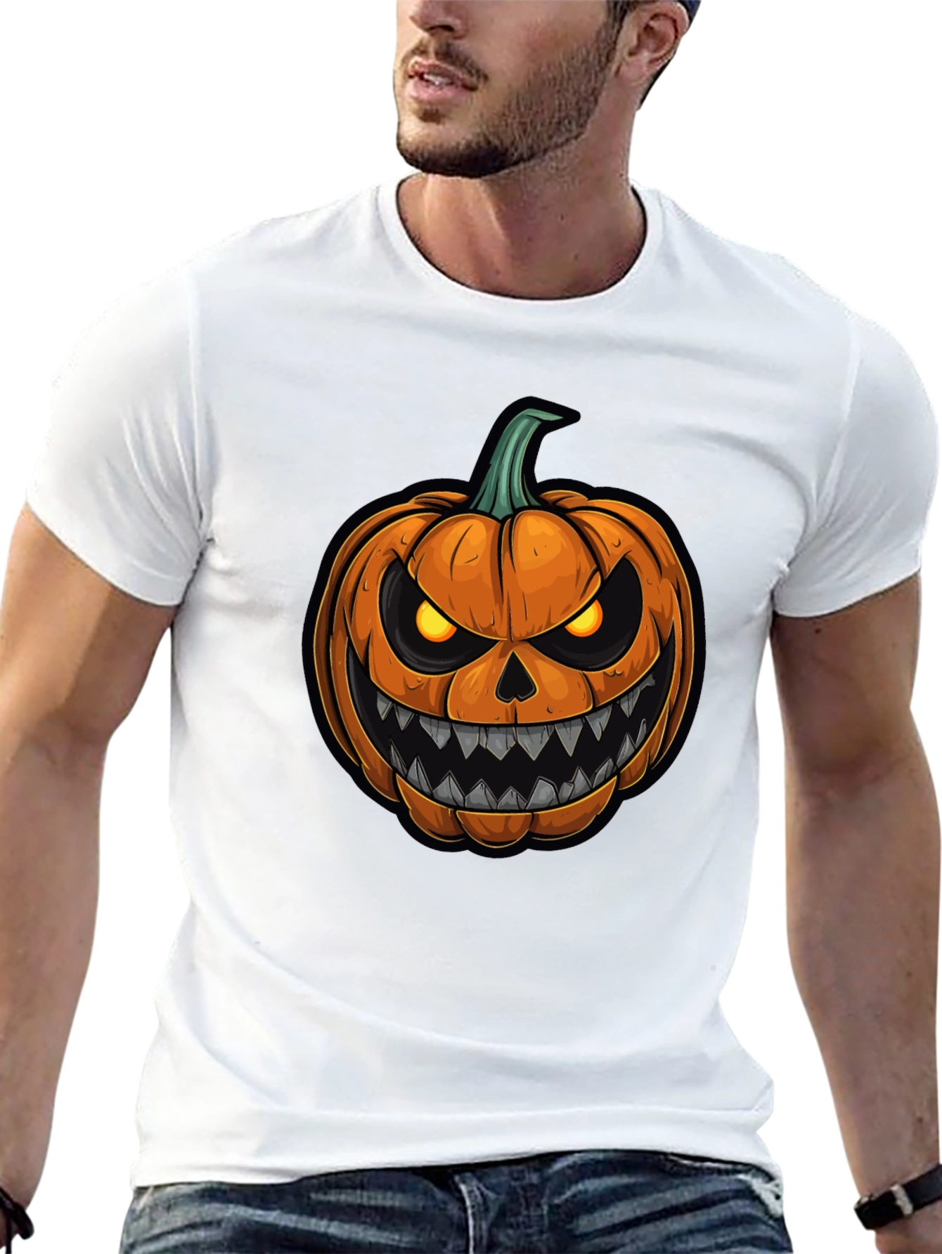 Mens Halloween Pumpkin Graphic Tee