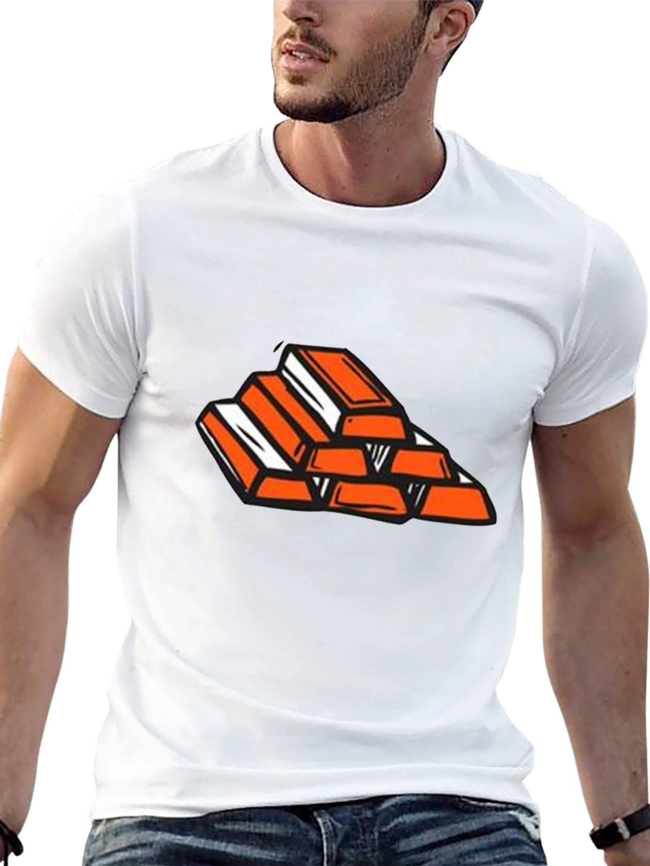 Gold Bar Stack Graphic Tee - Black