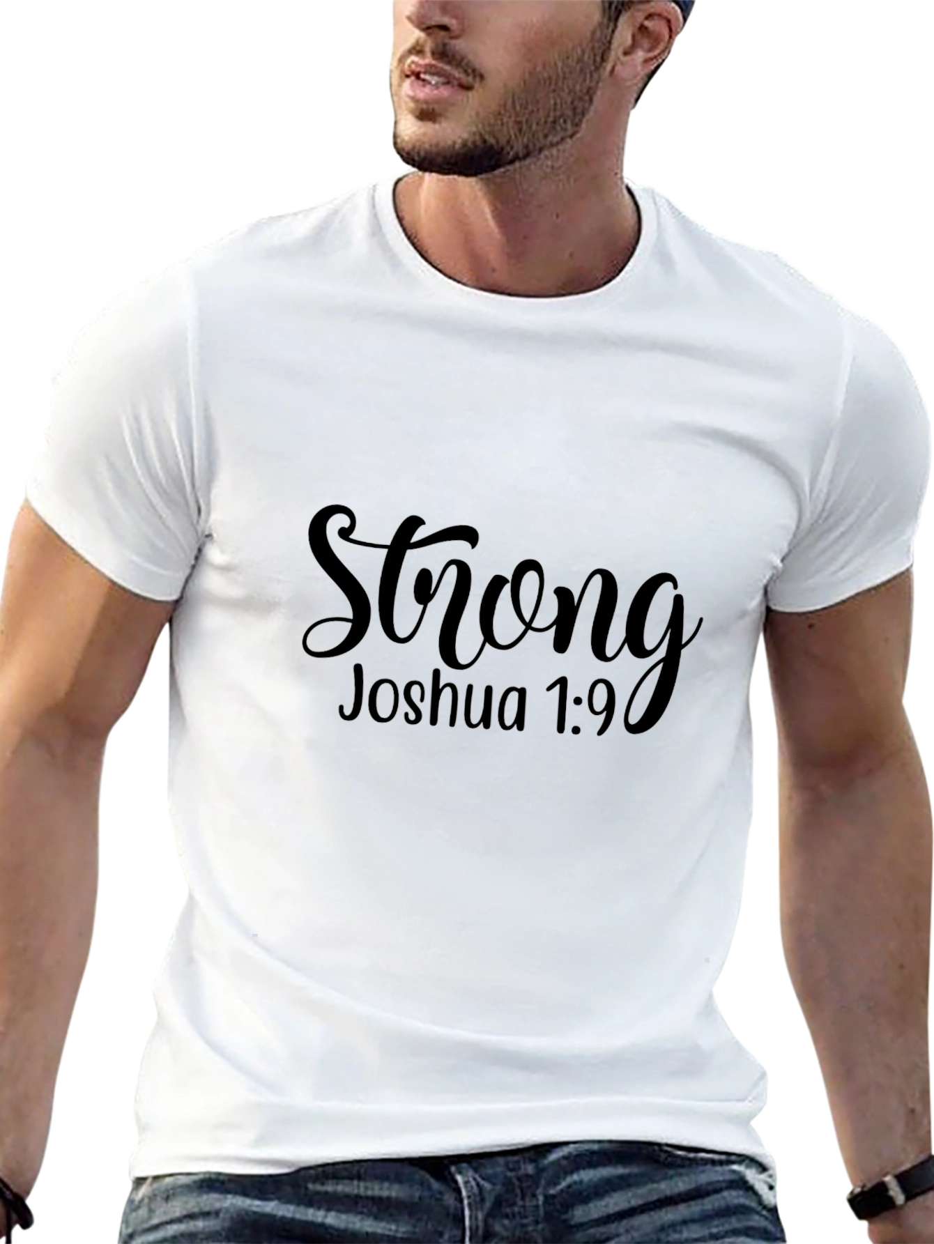 Strong Joshua 1:9 Black Graphic Tee