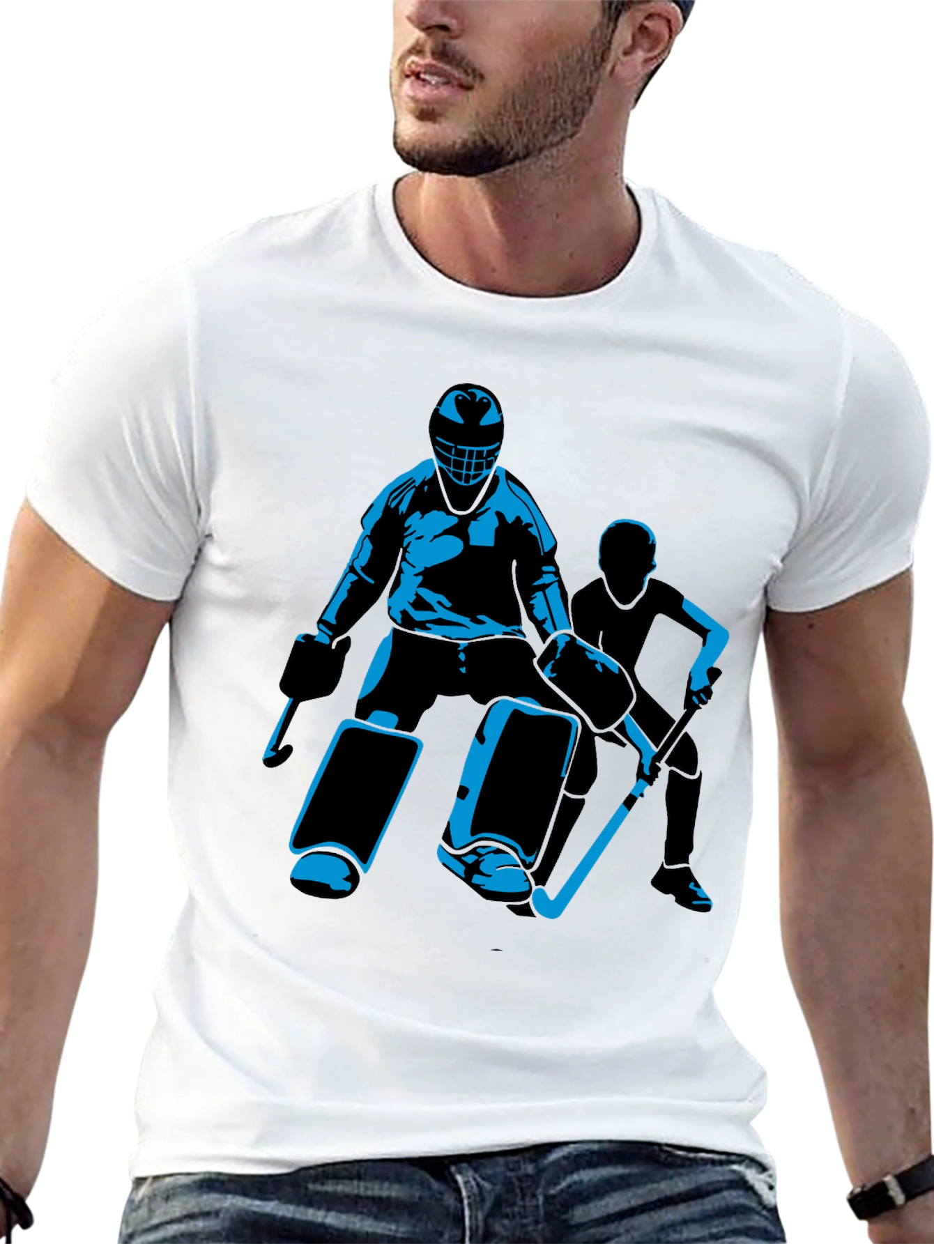Hockey Player Graphic Black T-Shirt
