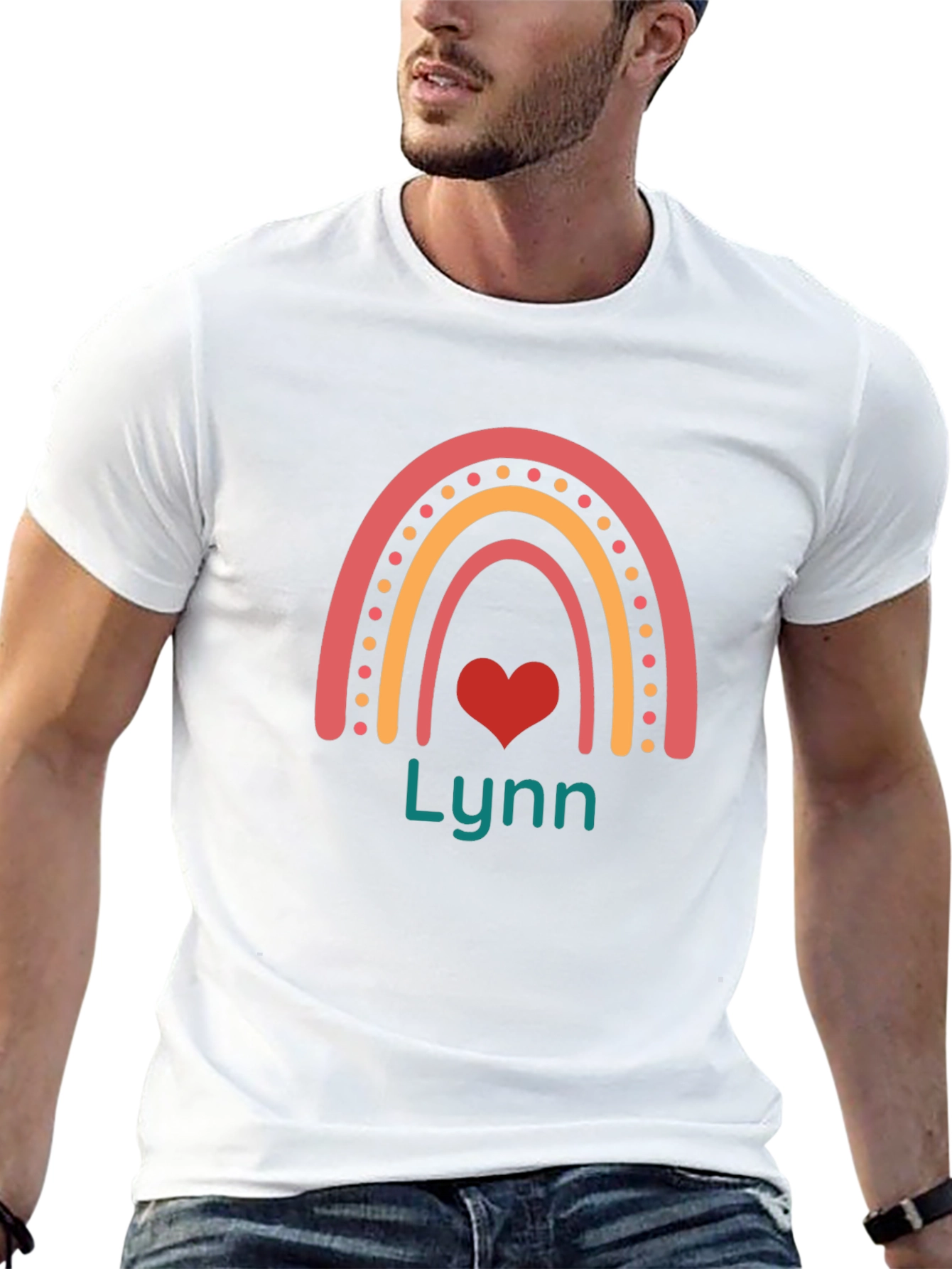 Lynn Rainbow Heart Graphic T-Shirt