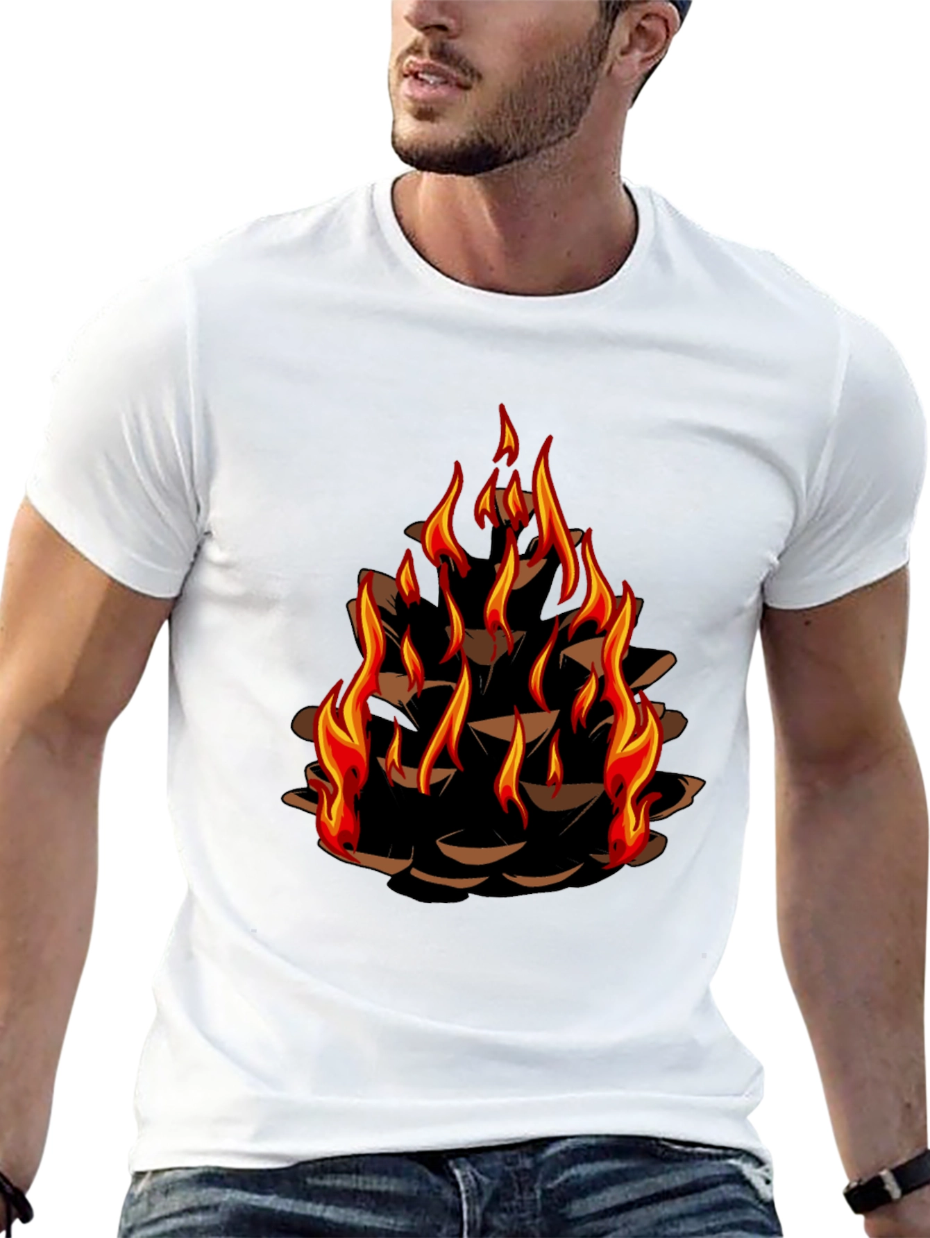 Burning Pinecone Graphic Tee - Black