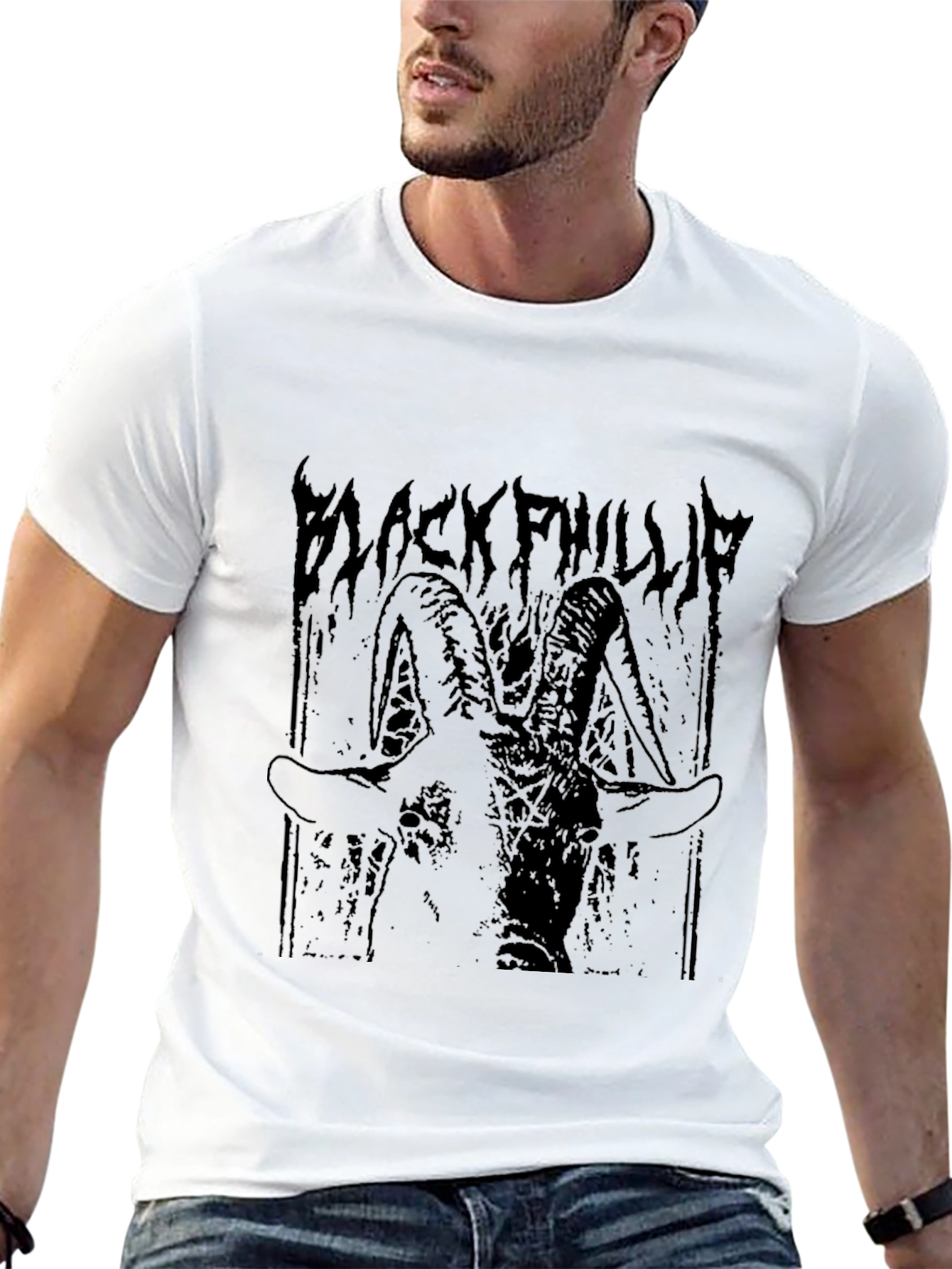 Black Phillip Goat Graphic Tee - Gothic Style
