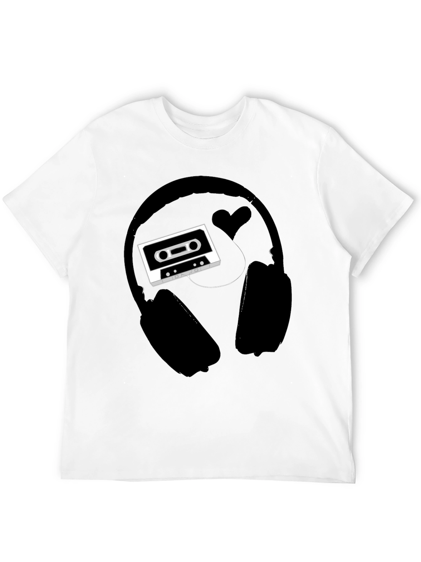 Retro Music Tee: Headphones & Cassette