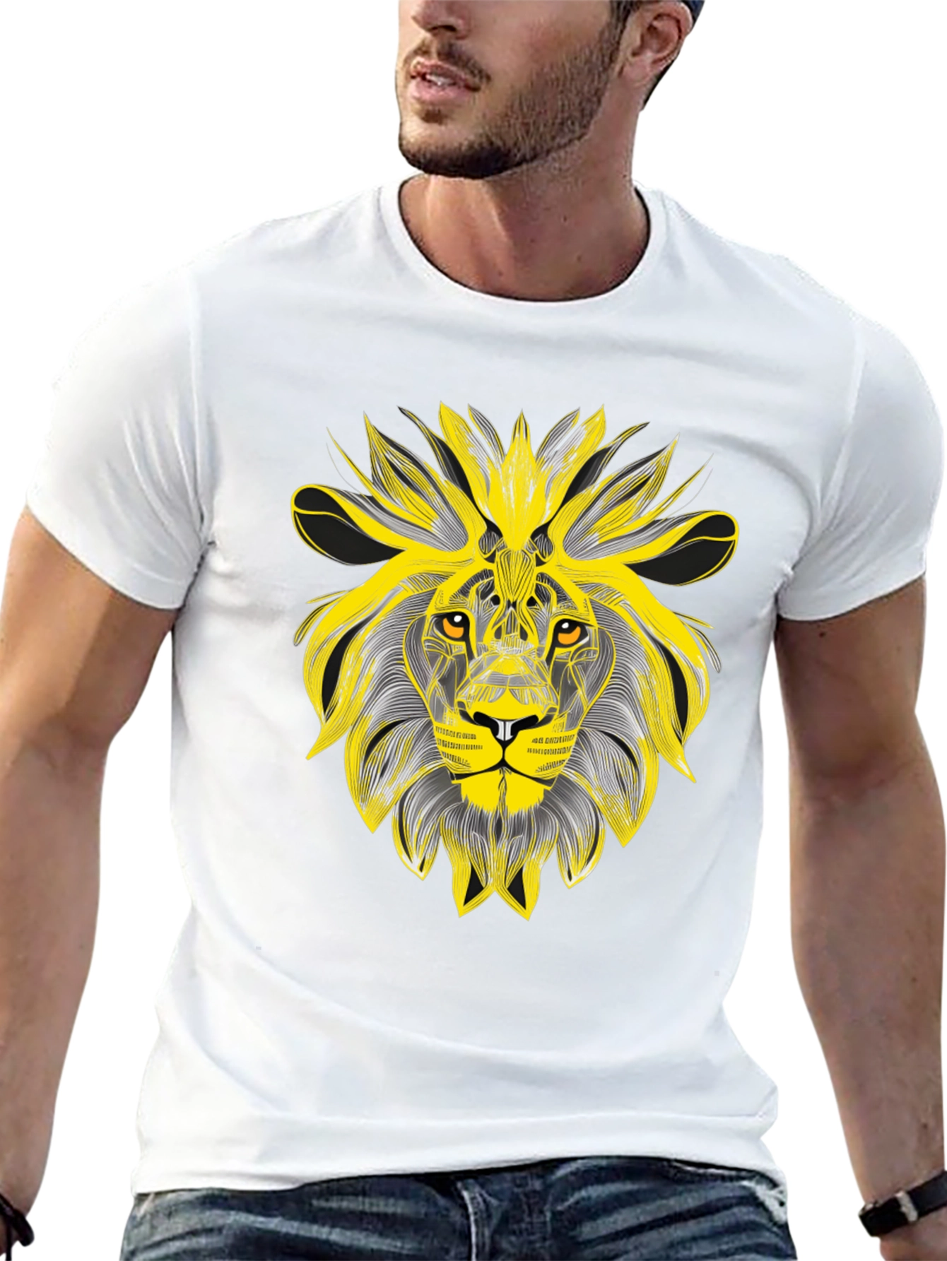 Lion Graphic Black T-Shirt - Bold Artistic Design