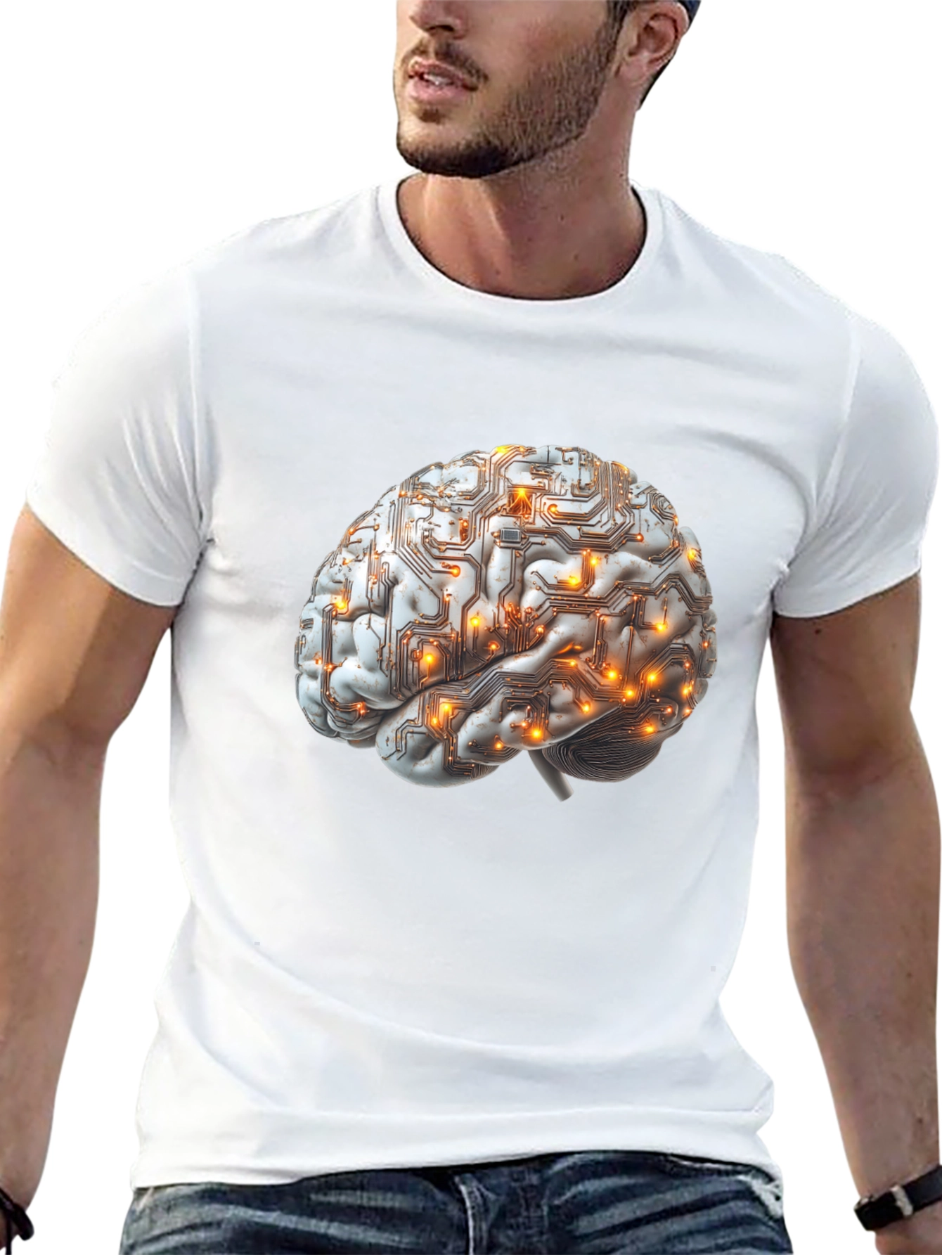 Brain Circuitry Graphic Tee - Black Cotton T-Shirt