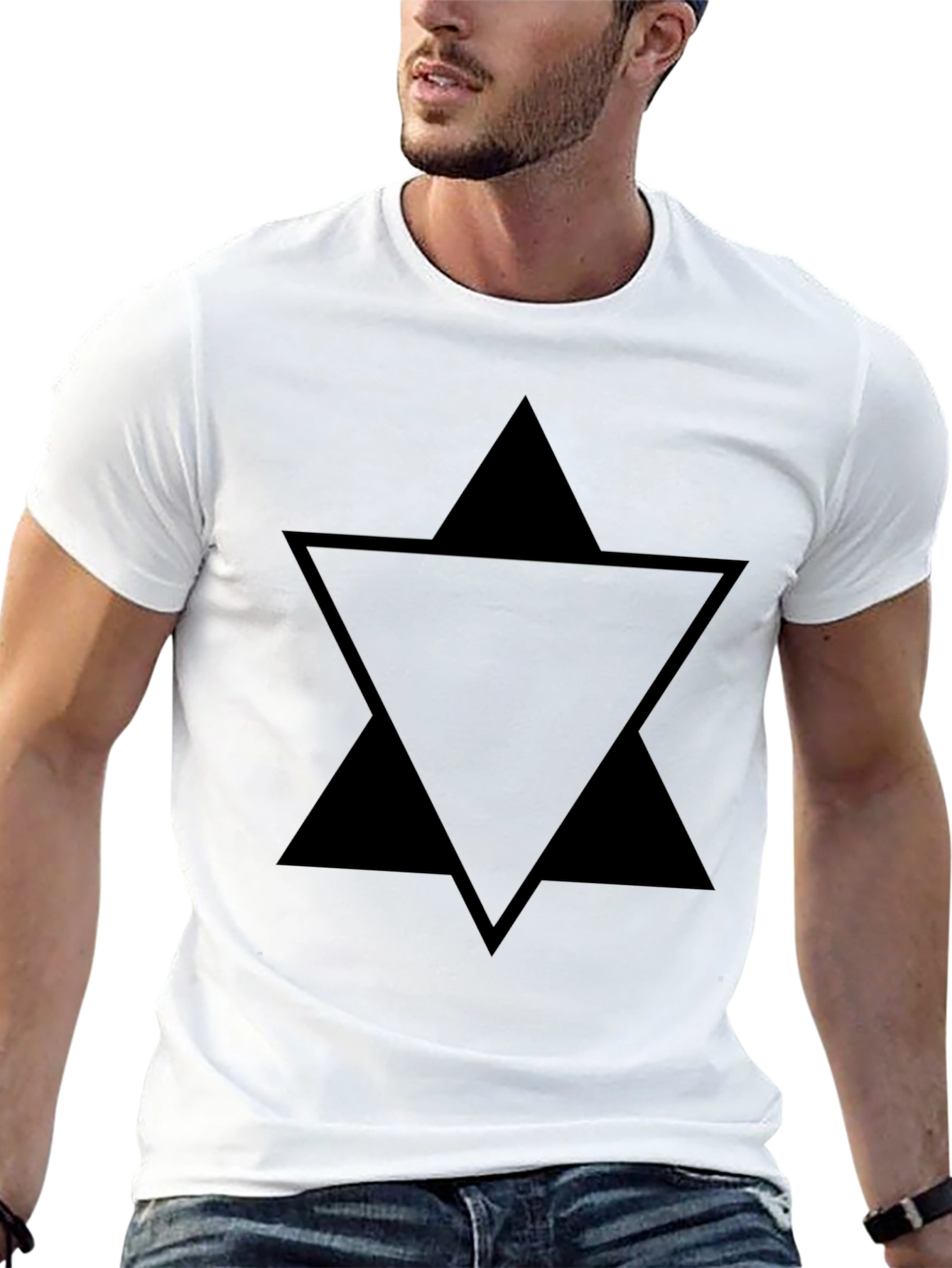 Geometric Triangle Star Black T-Shirt