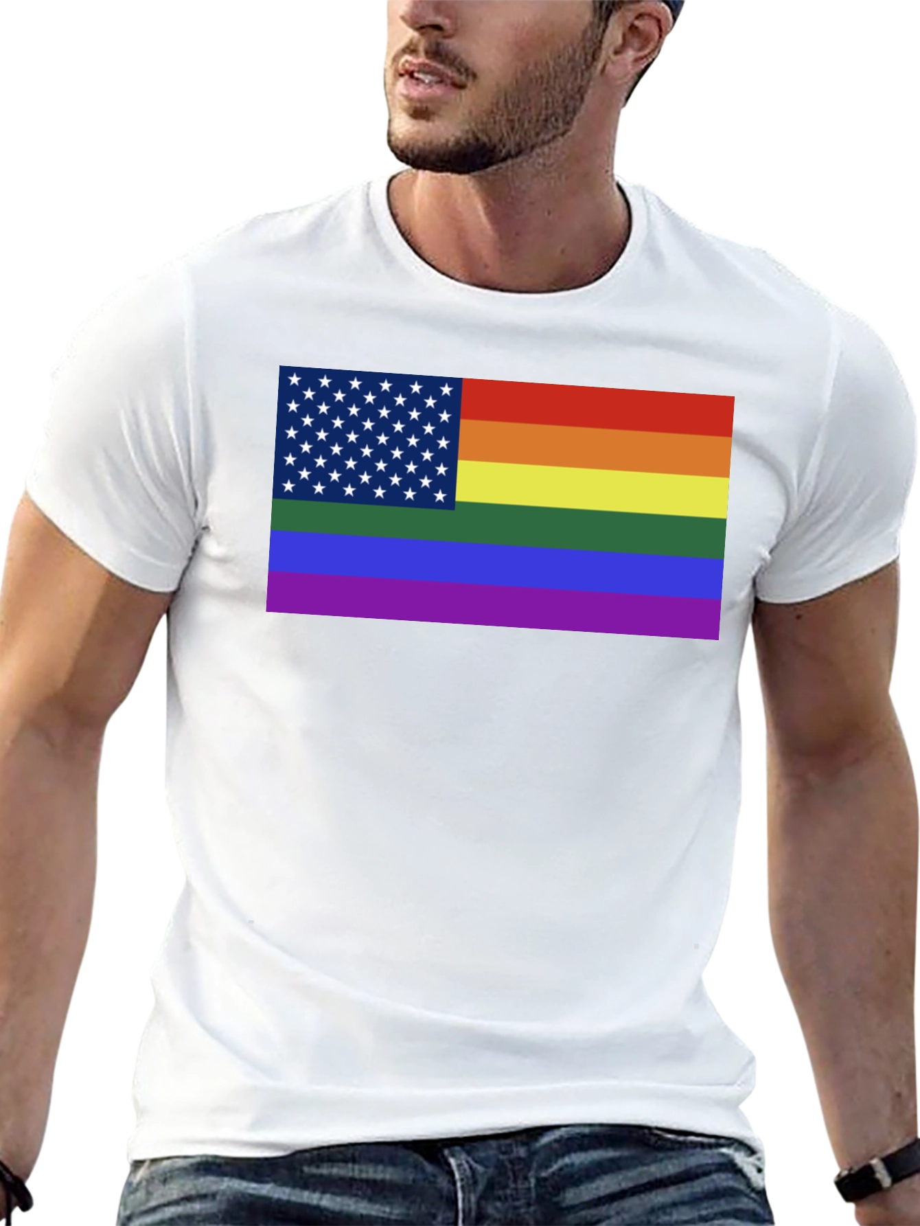 Pride Flag USA Tee - Unisex Black T-Shirt