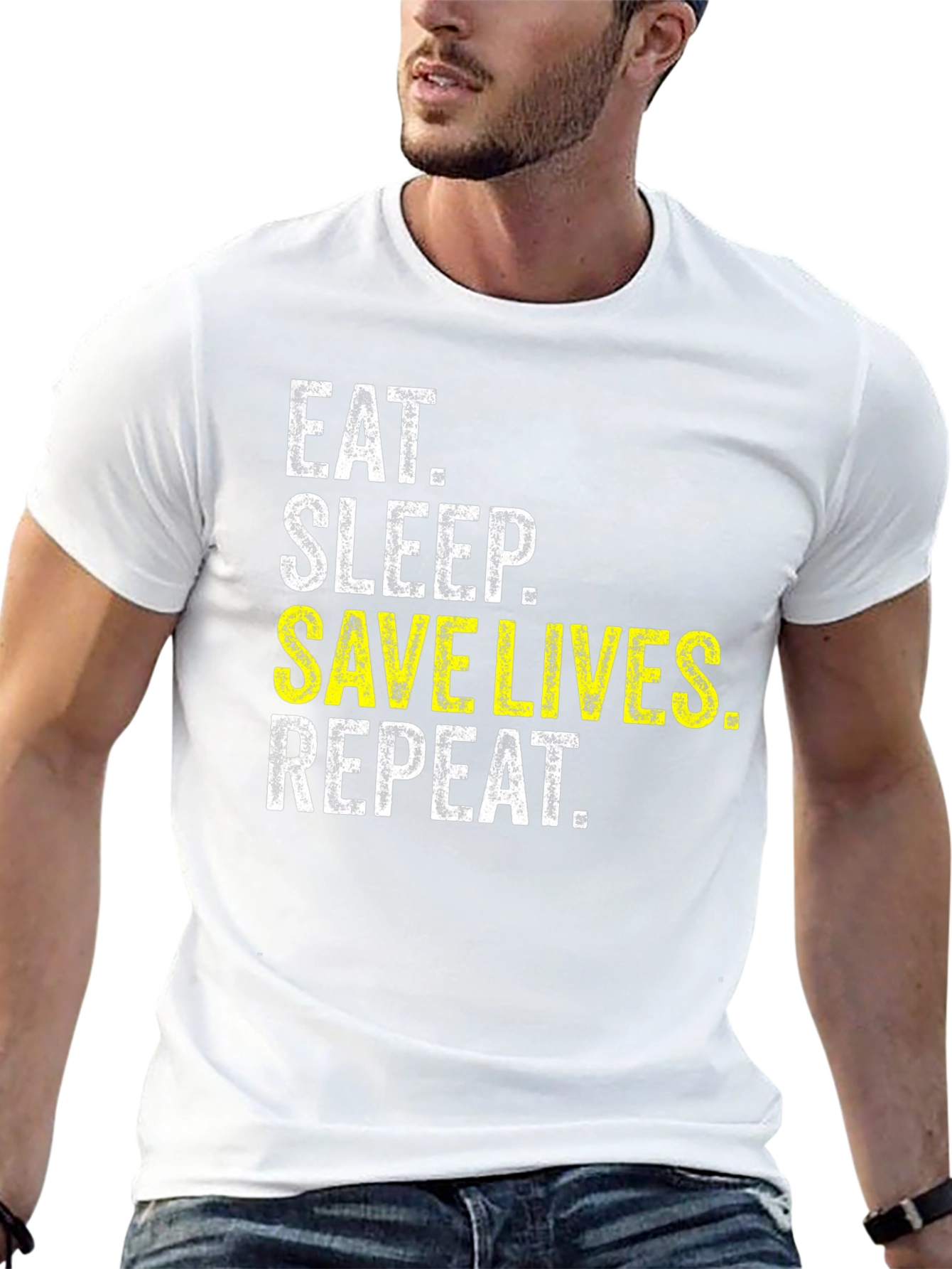 Eat Sleep Save Lives Repeat T-Shirt - Black