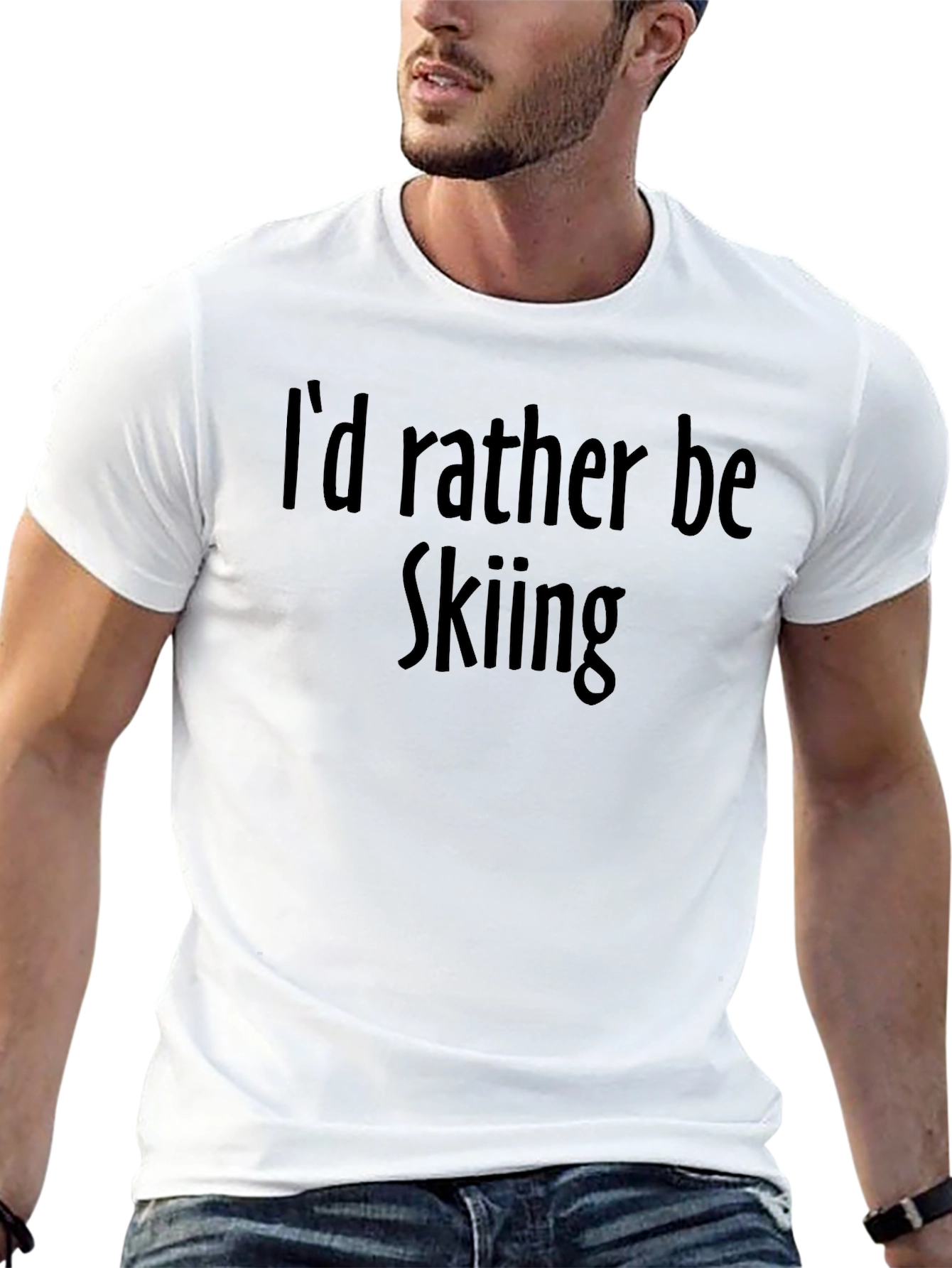 Skiing Fan Black T-Shirt