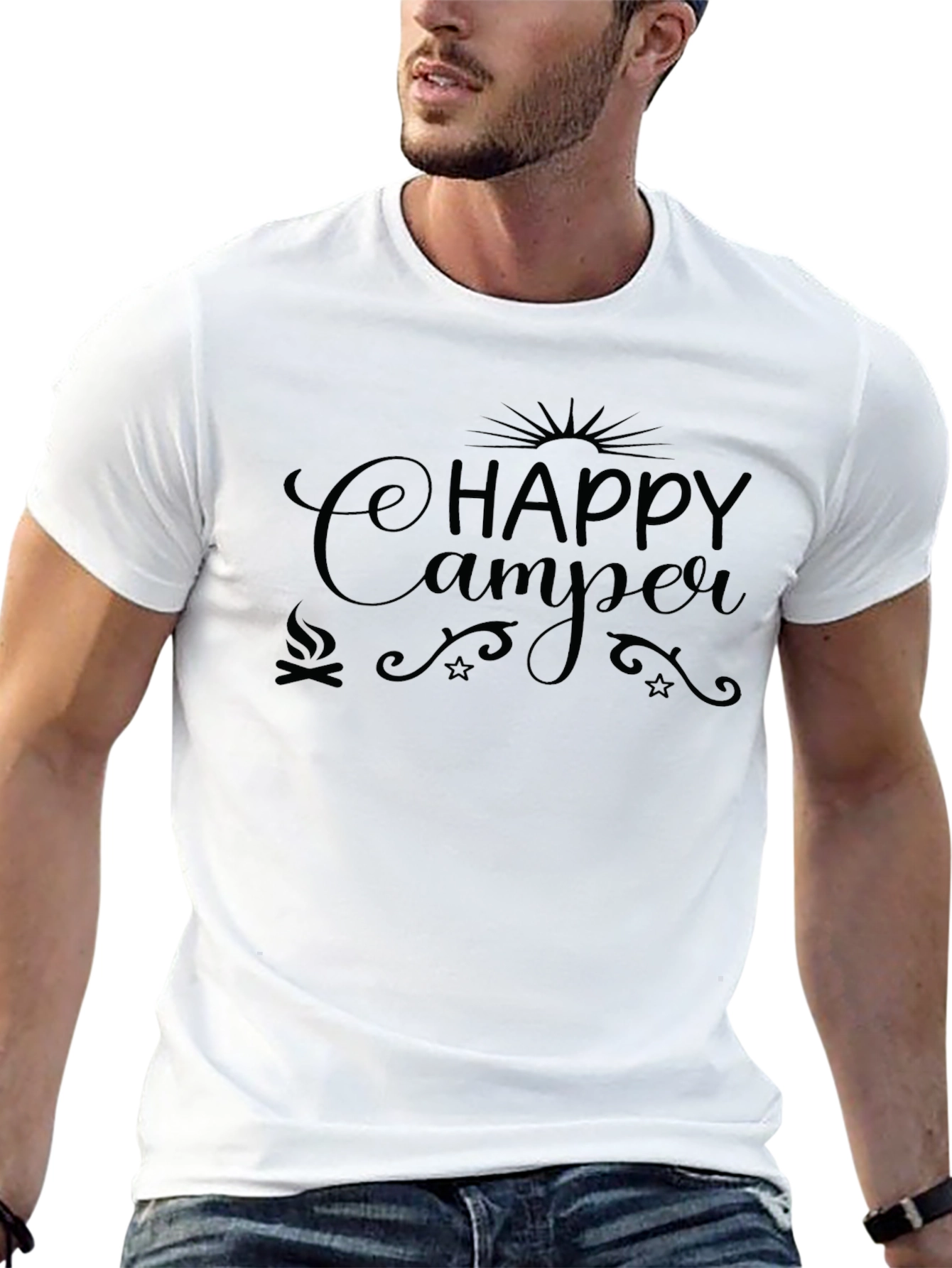 Happy Camper Graphic Tee - Black Camping Shirt