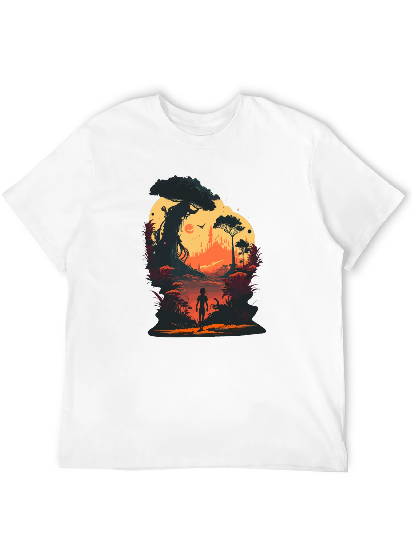 Sunset Forest Graphic Tee - Unique Silhouette Design