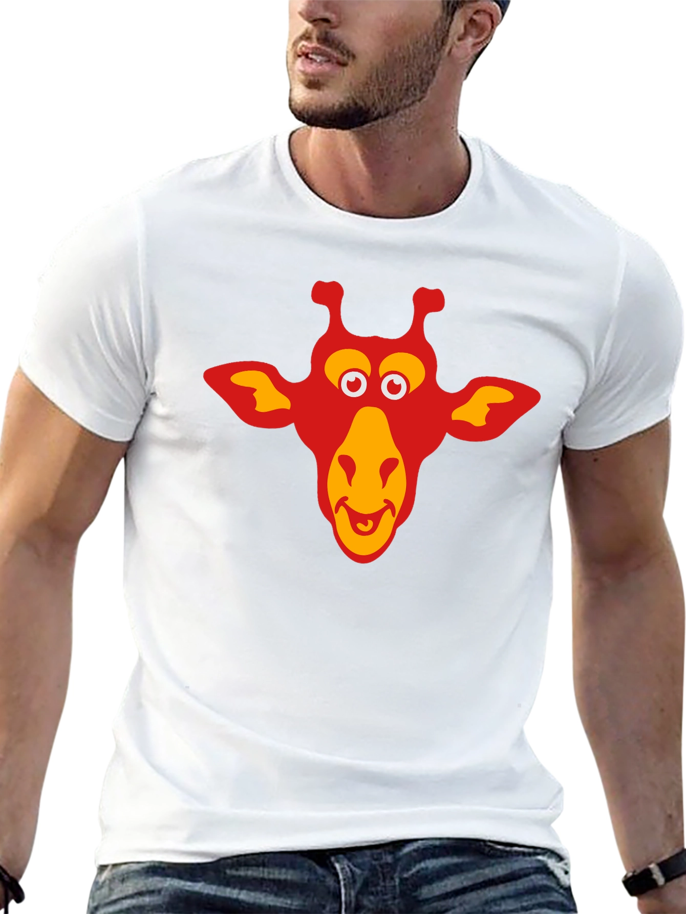 Giraffe Graphic Tee - Black Cotton T-Shirt