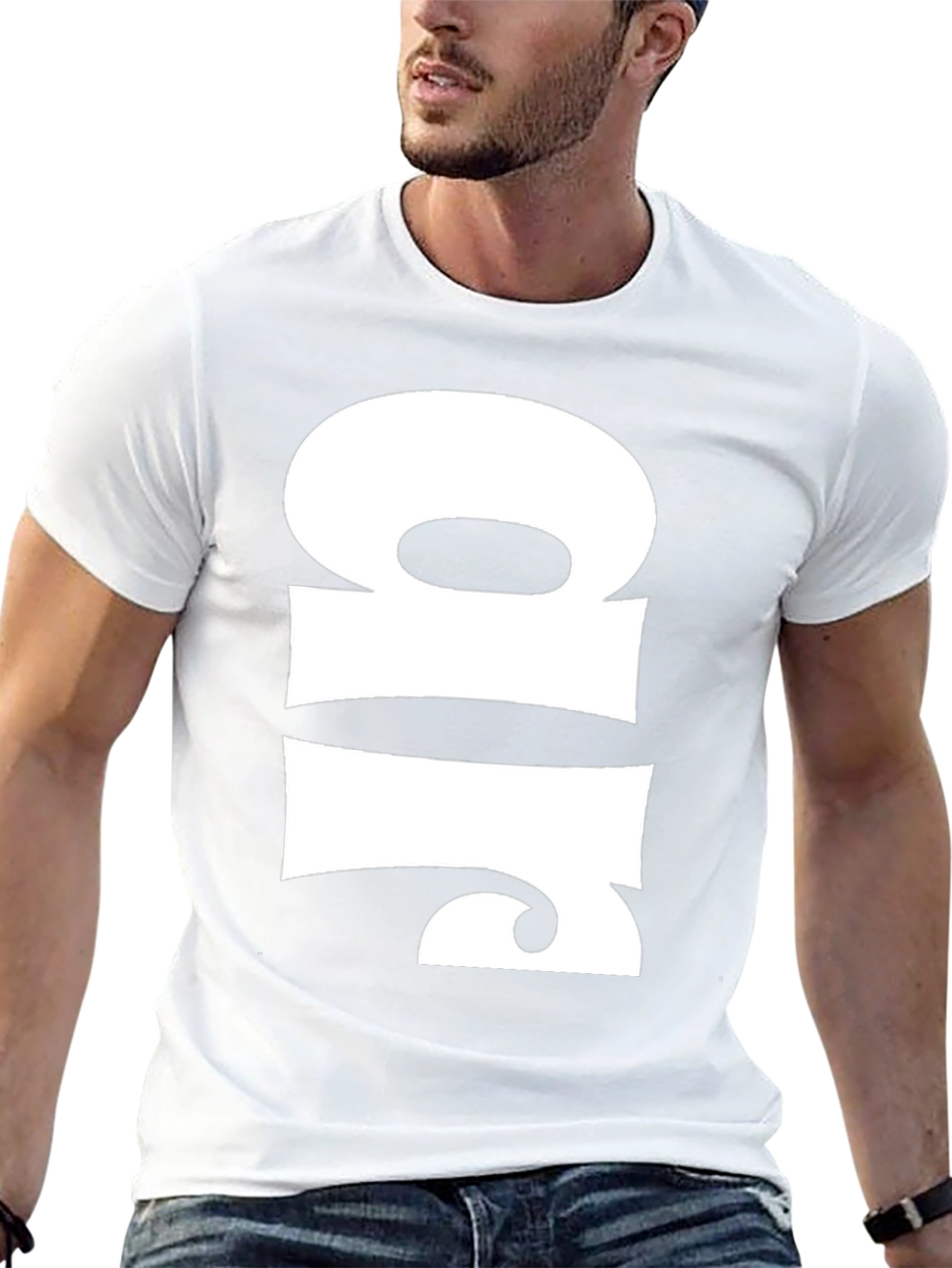 Abstract White Design on Black T-Shirt