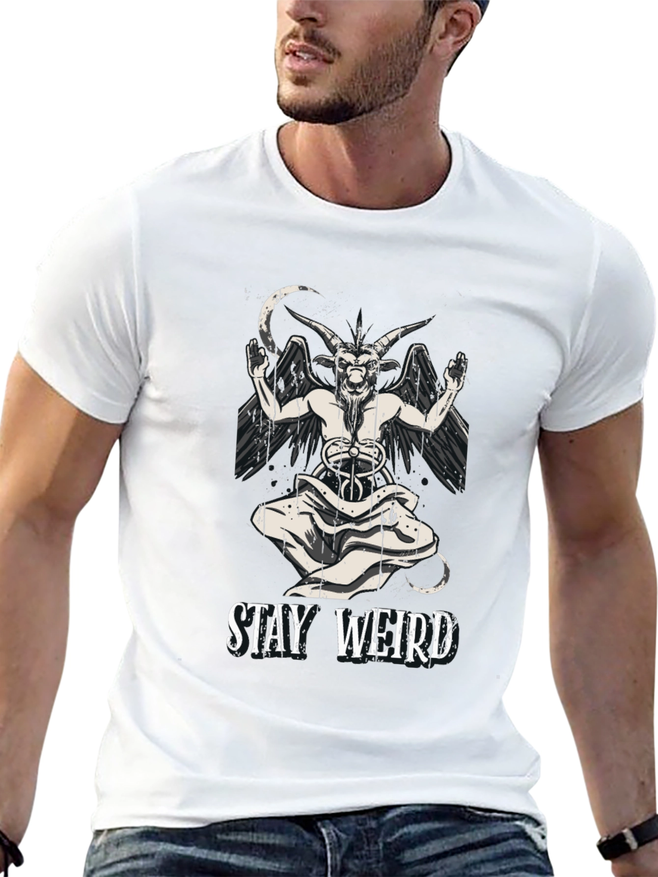 Stay Weird Baphomet Graphic T-Shirt