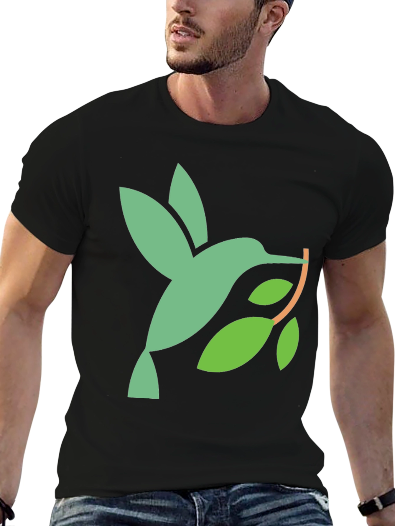 Hummingbird Graphic Tee - Black Cotton Blend