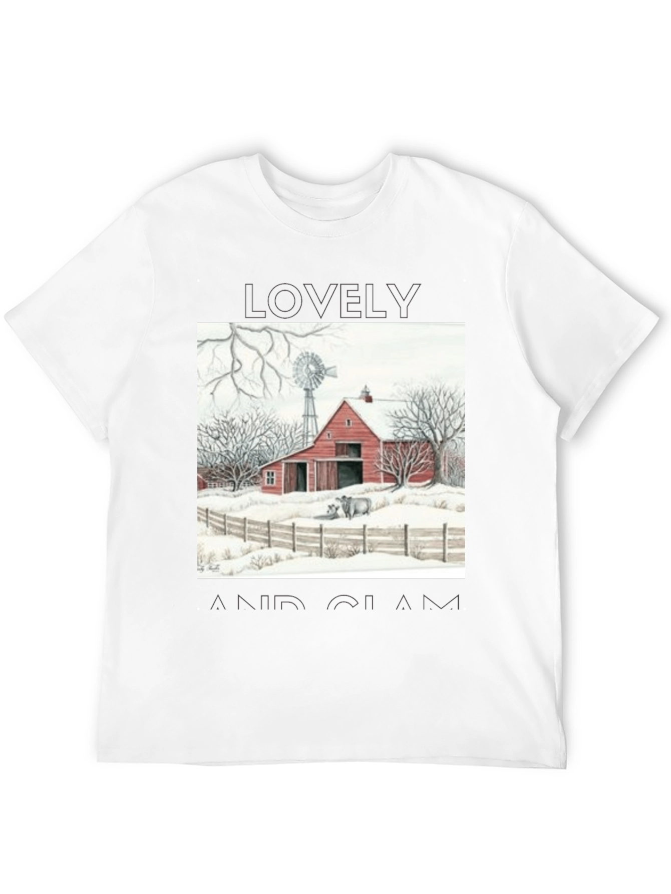 Rustic Barn Winter Scene Graphic Tee
