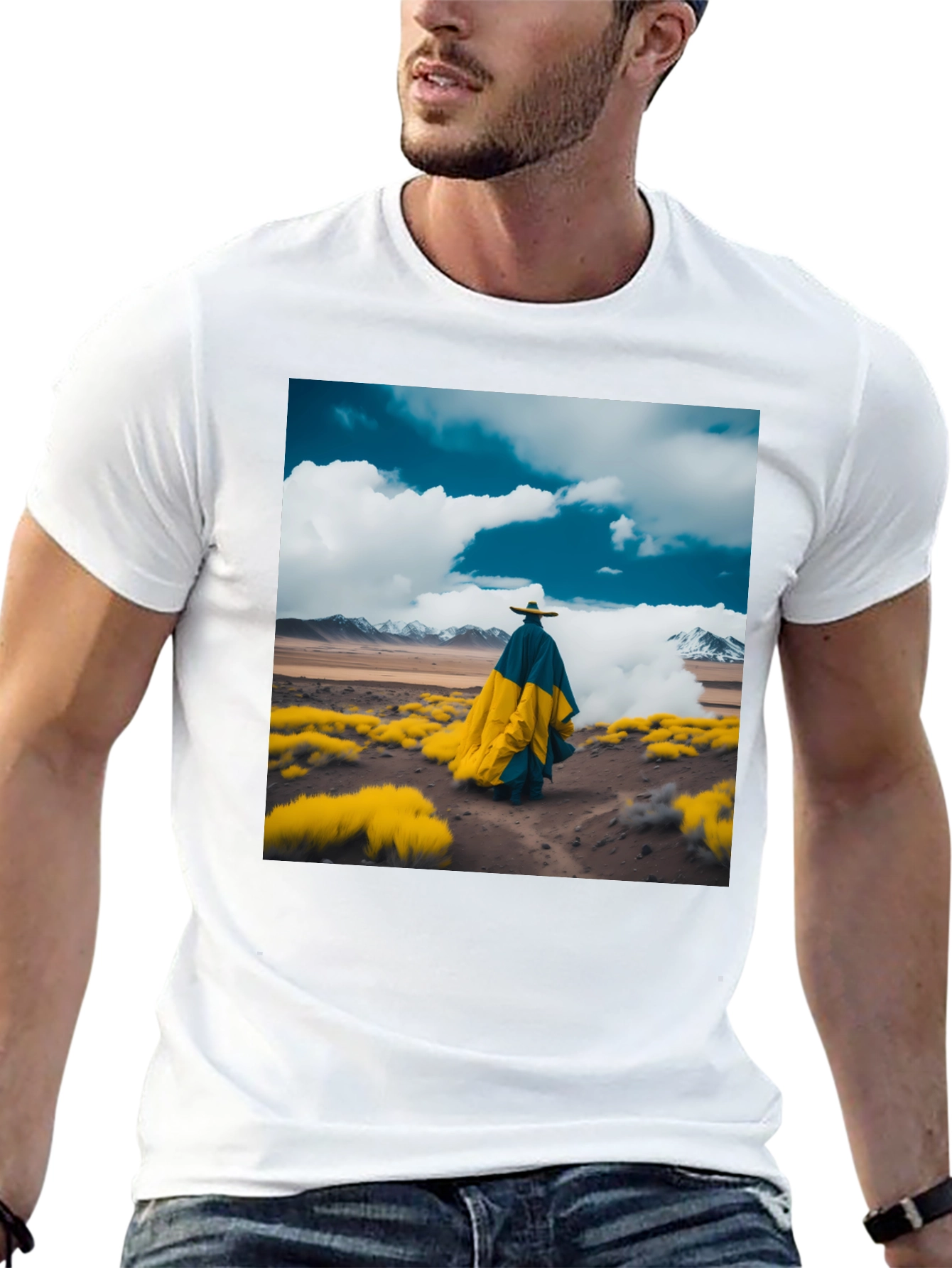 Abstract Landscape Graphic Tee - Stylish Black T-Shirt