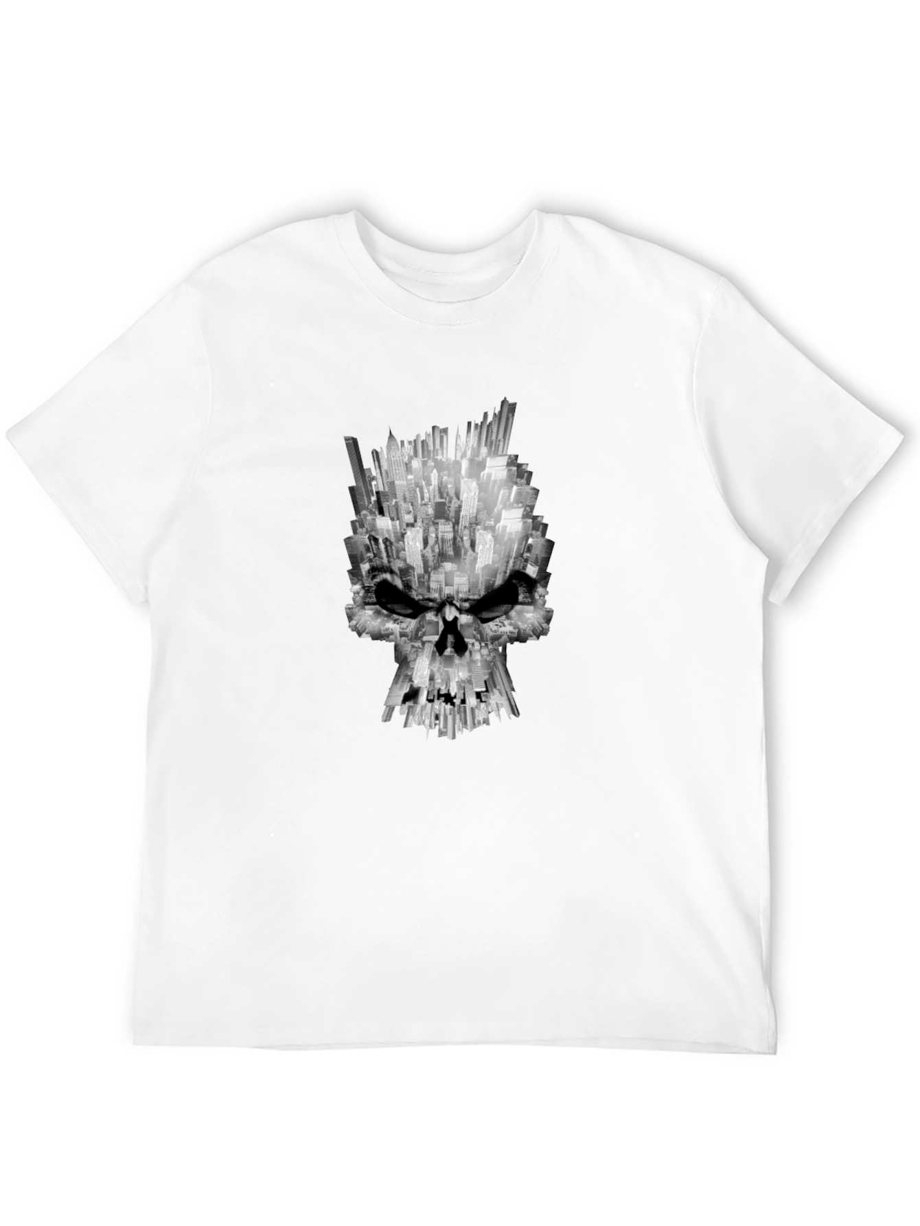 City Skull Graphic Tee - Black Cotton T-Shirt