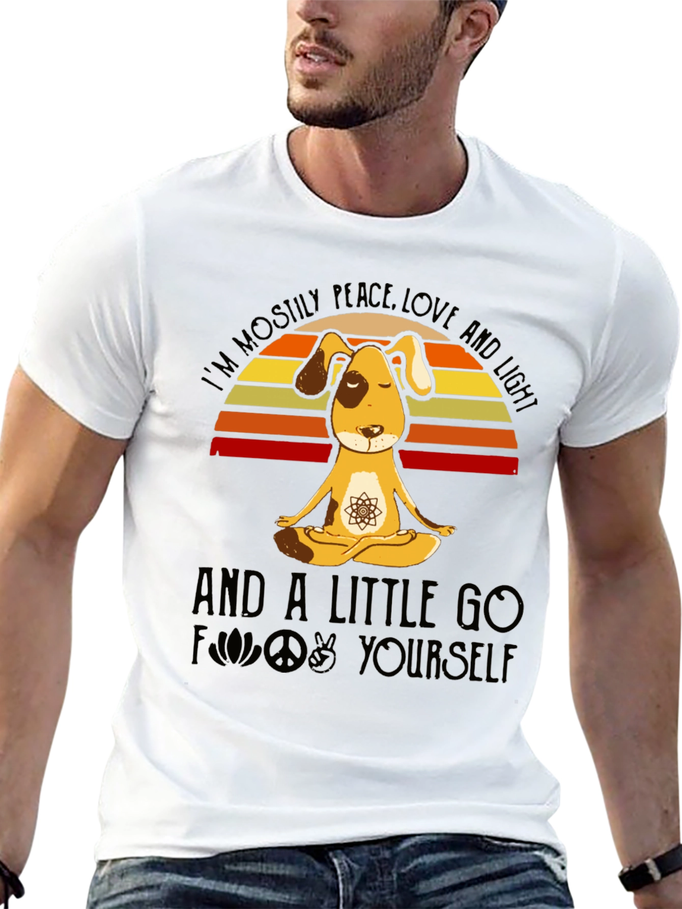 Peace Love and Light Dog Yoga T-Shirt