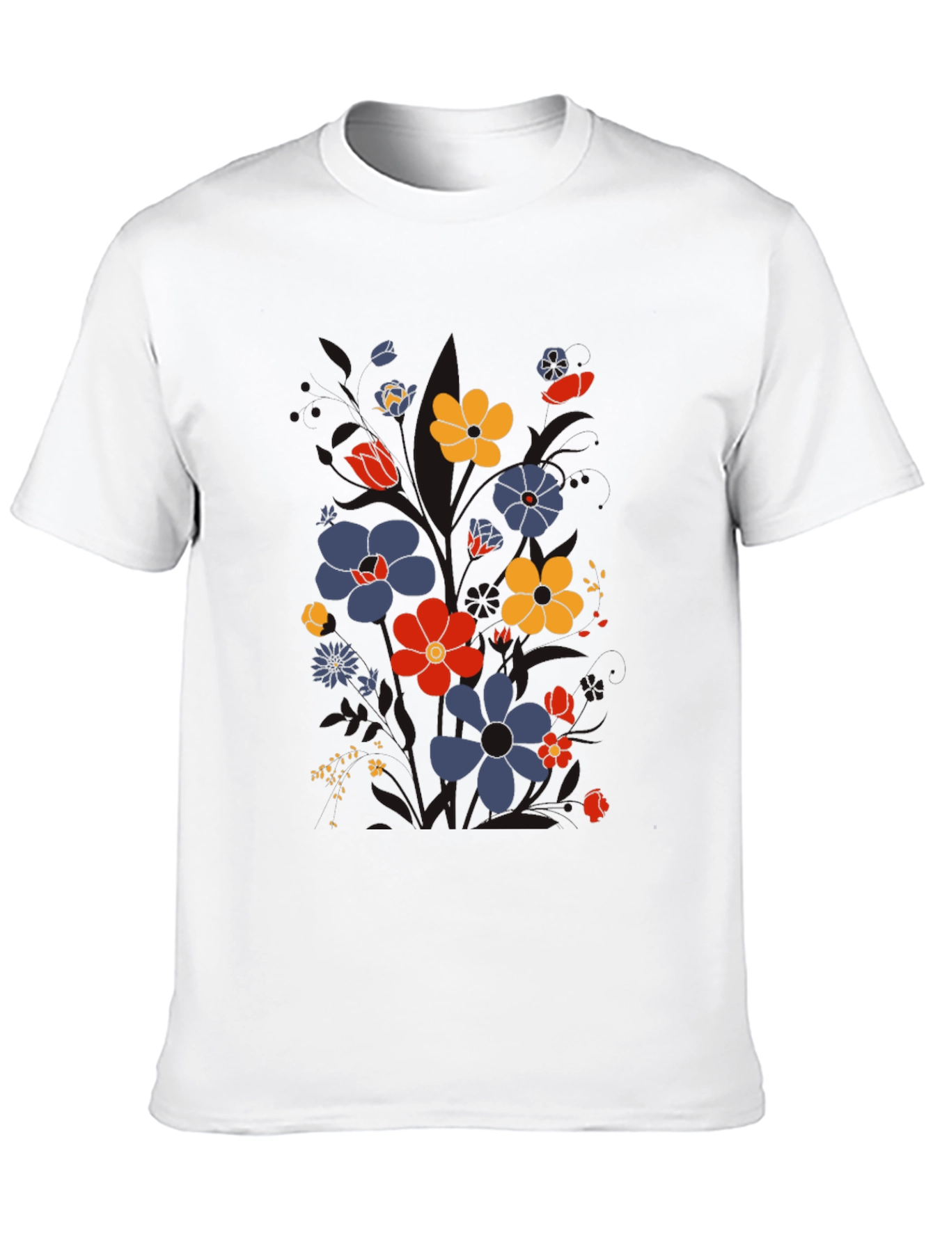 Floral Graphic Print T-Shirt - Retro Style