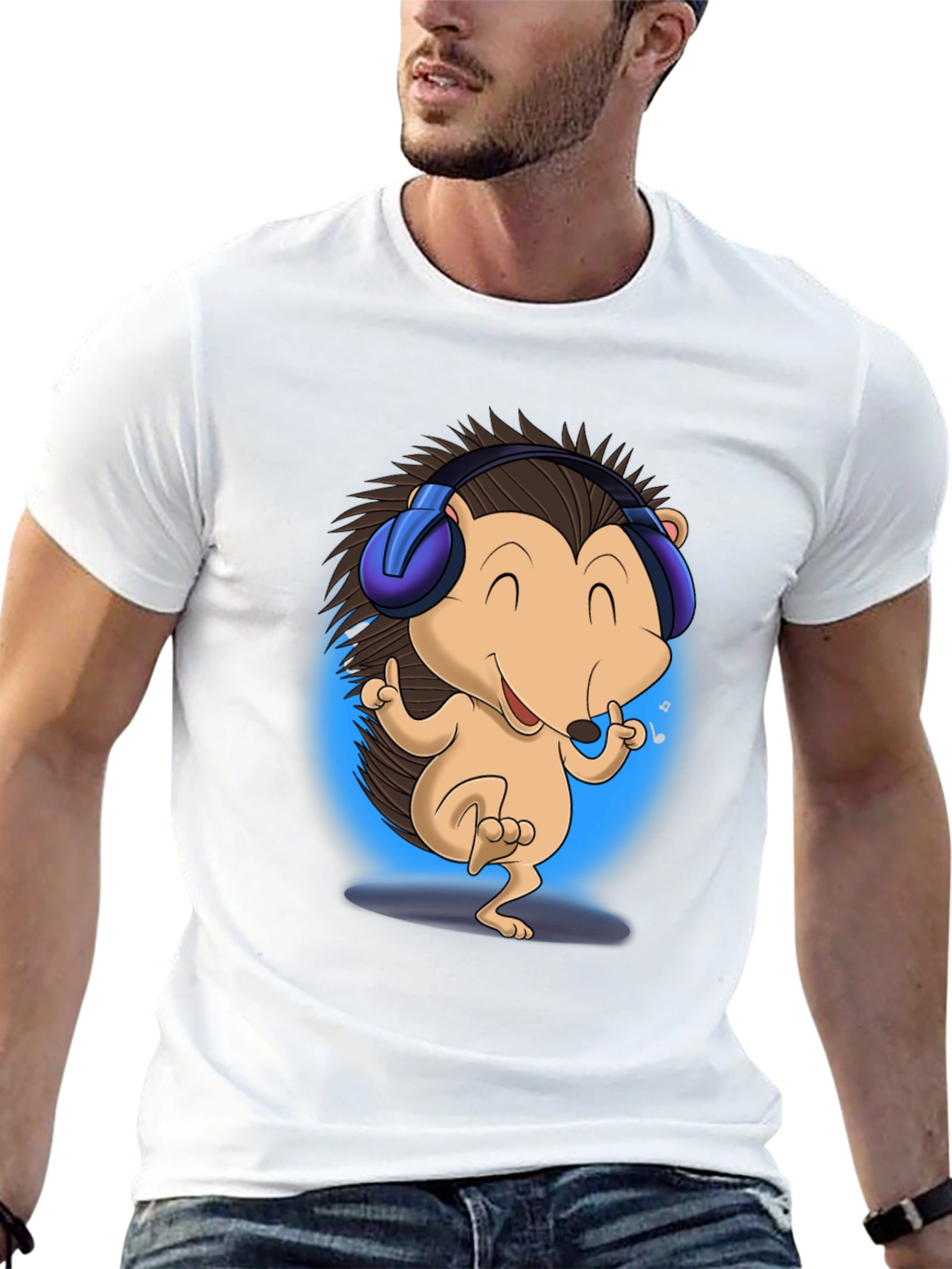 Cool Hedgehog Music Lover T-Shirt