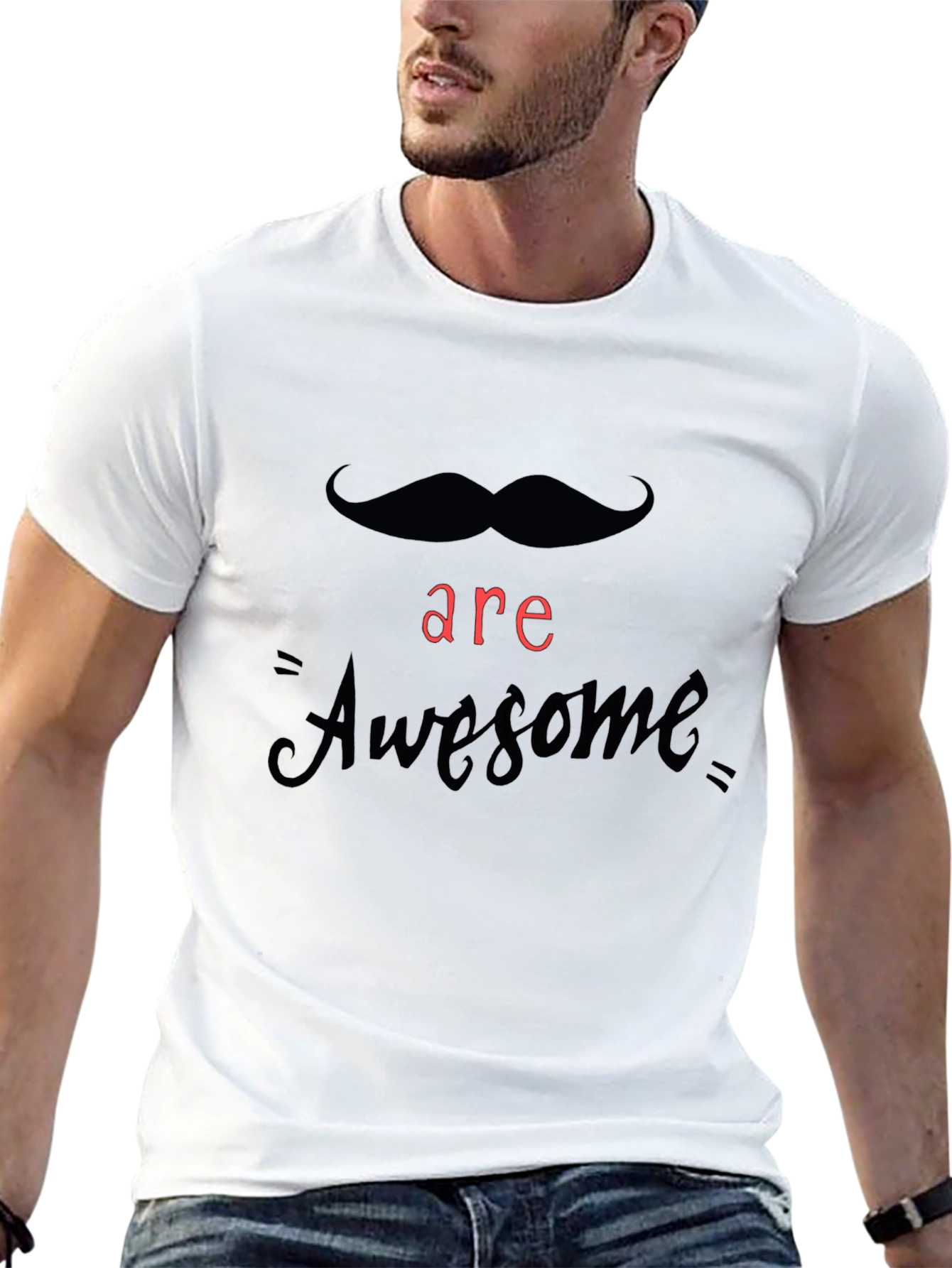 Mustache are Awesome Graphic Mens Tee