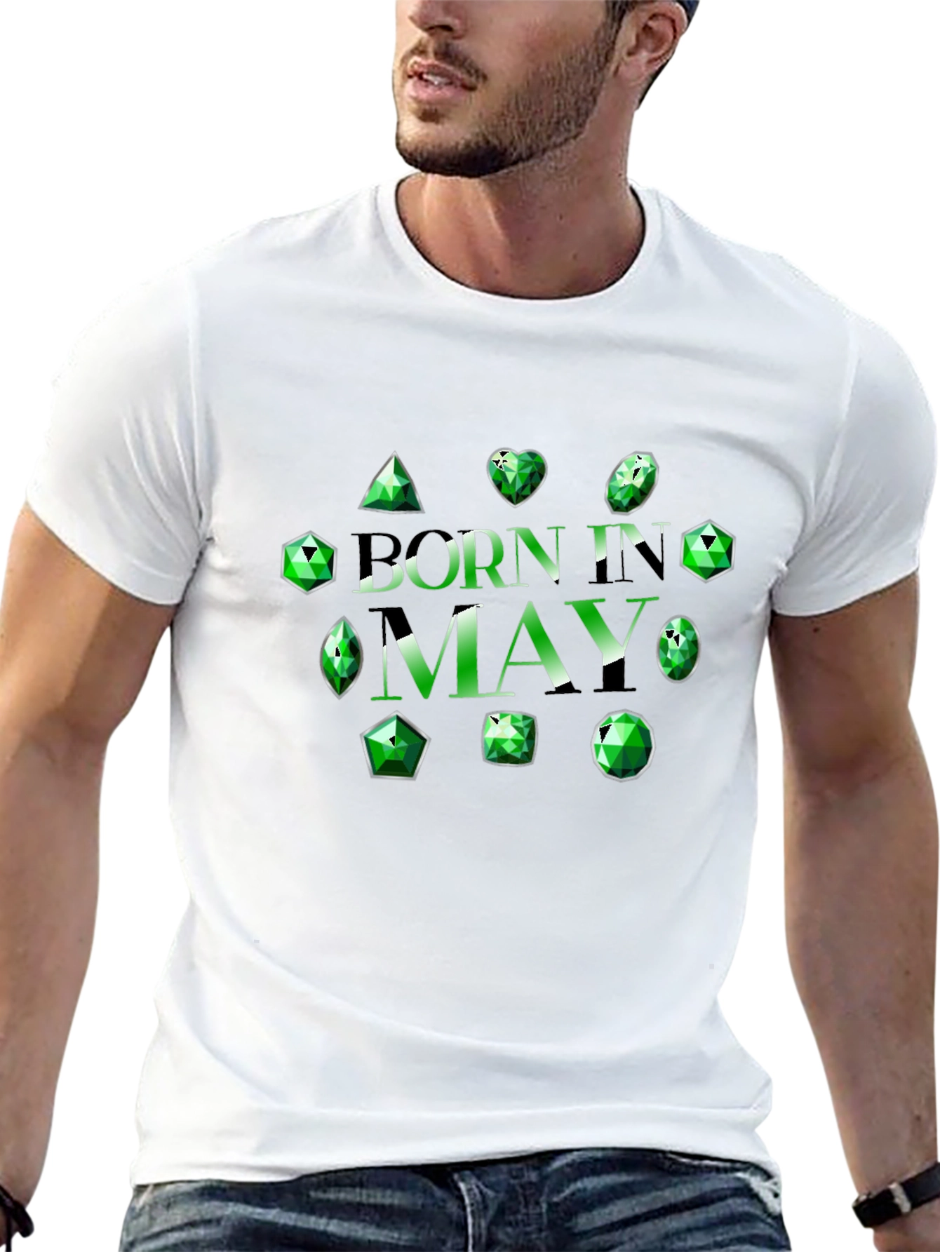 Born in May Emerald Gemstone T-Shirt