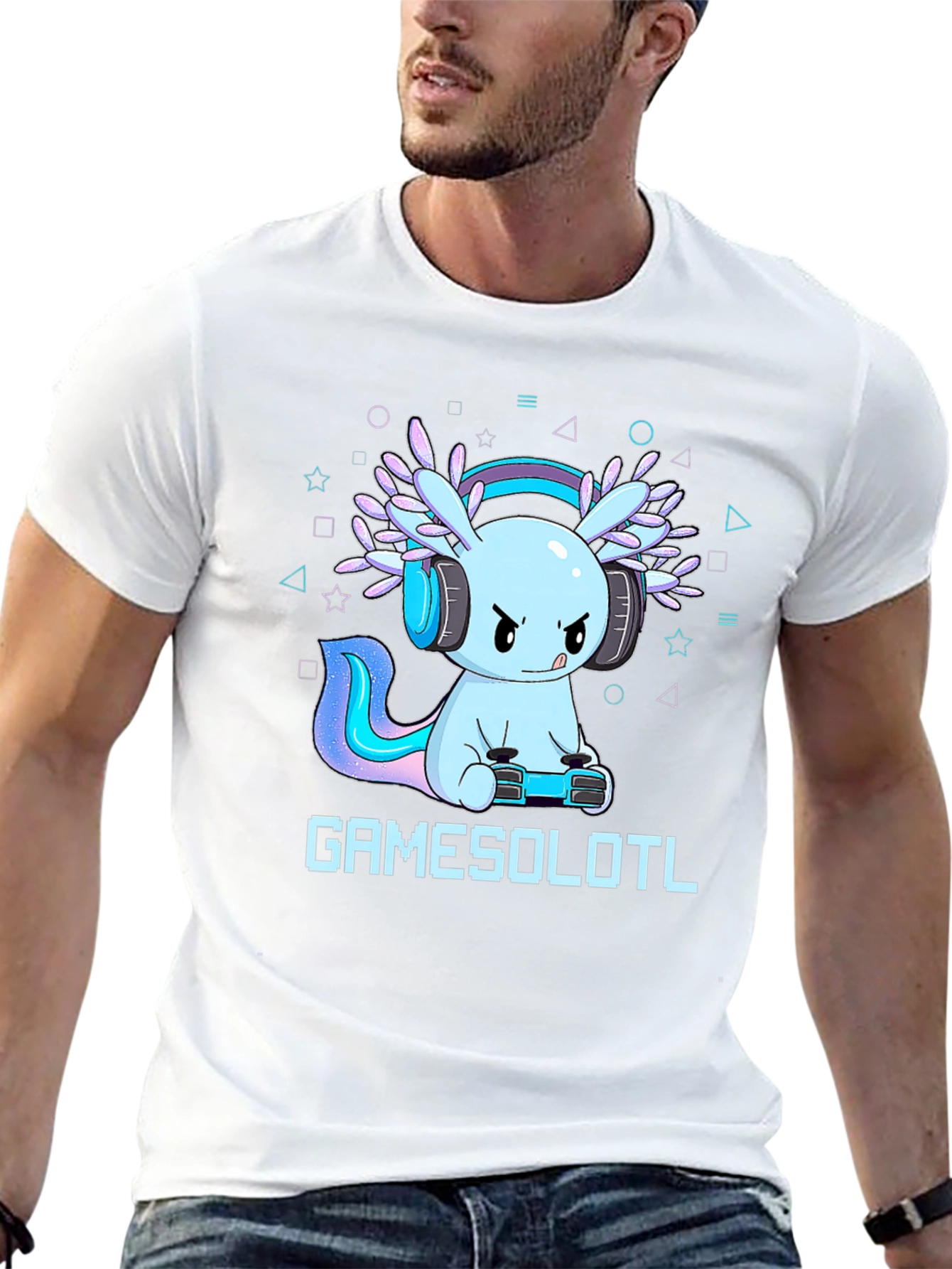 Gamer Axolotl Black Graphic Tee