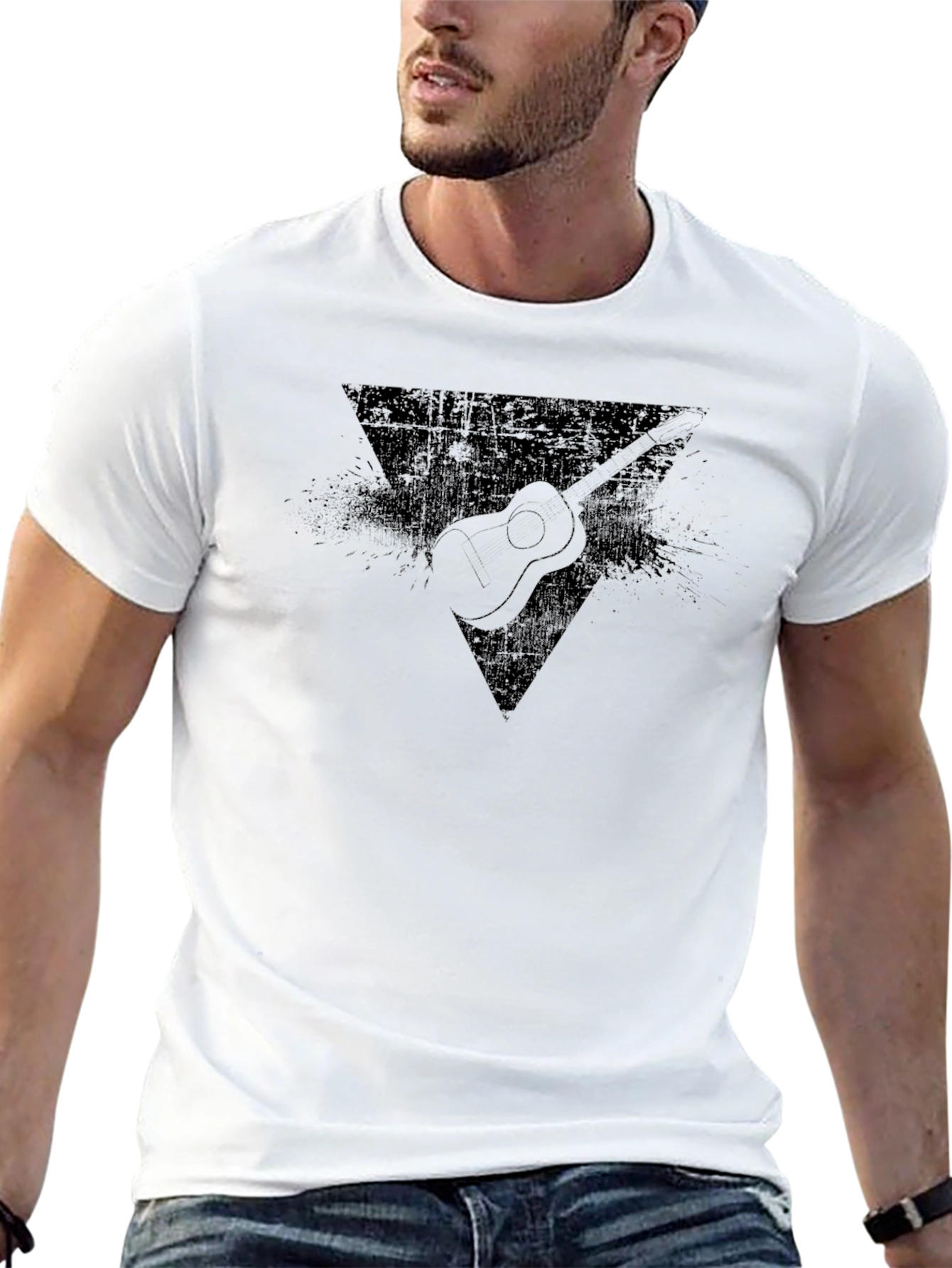 Guitar Triangle Graphic Black T-Shirt