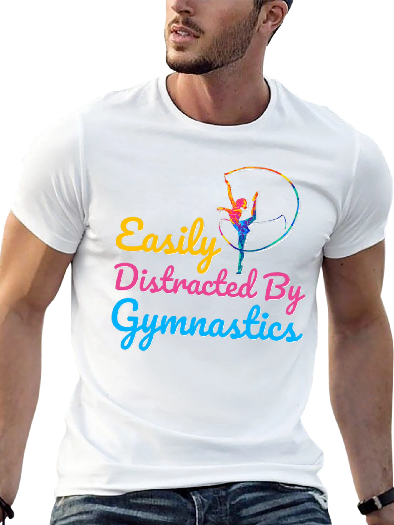 Easily Distracted By Gymnastics Black T-Shirt