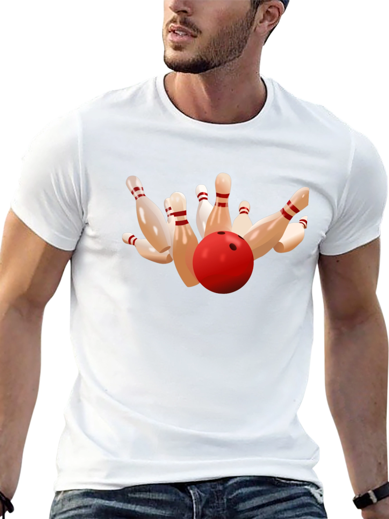Bowling Strike Graphic Tee - Black