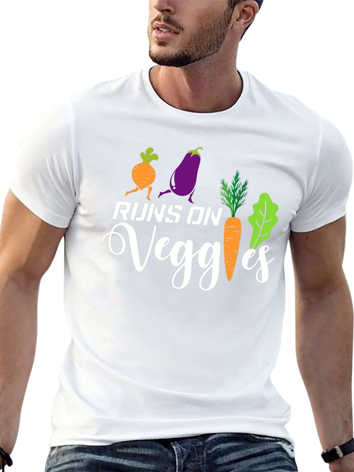 Runs on Veggies T-Shirt Vegan Healthy Food Tee