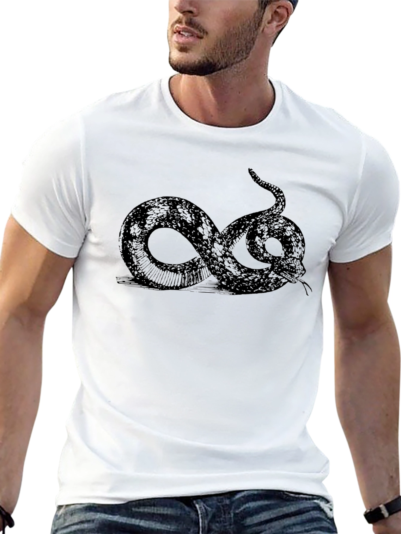 Black Snake Graphic Tee - Mens Fashion