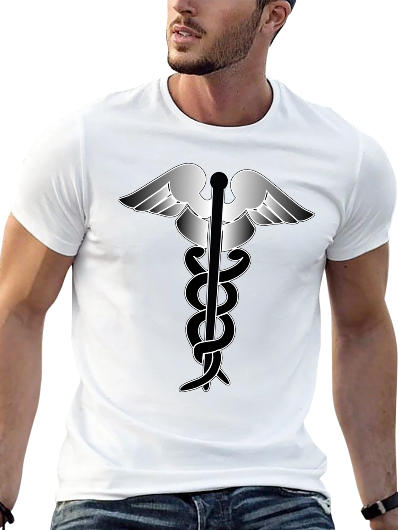 Caduceus Medical Symbol Black T-Shirt