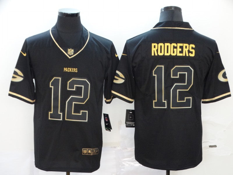 Men's Green Bay Packers #12 Aaron Rodgers Black Game Player Jerseys