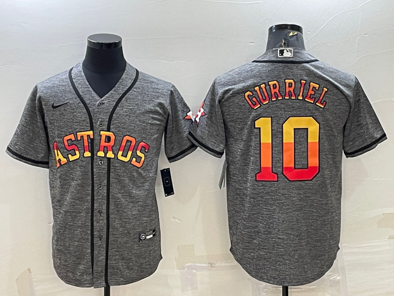 Men's Houston Astros Yuli Gurriel #10 Gray Replica Team Jerseys
