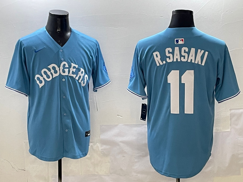 Men's Los Angeles Dodgers Roki Sasaki #11 Light Blue Limited Player Jerseys