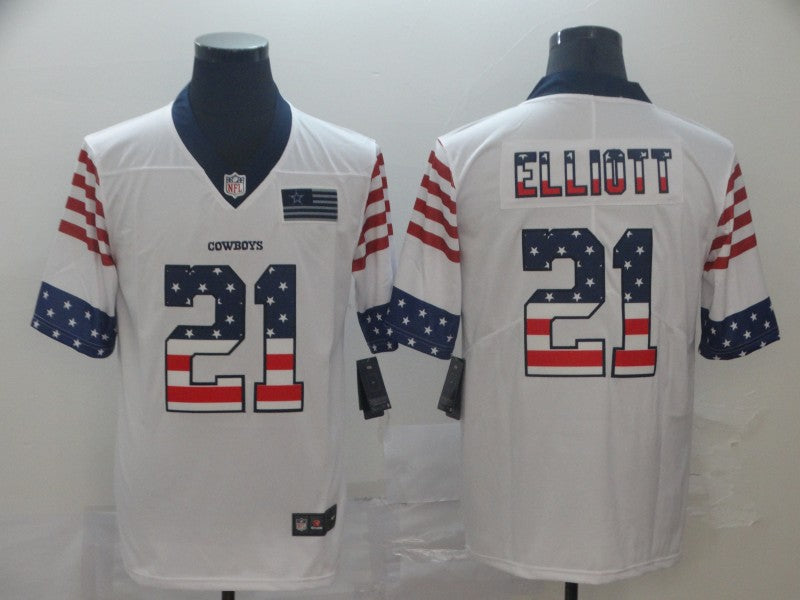 Men's Dallas Cowboys Ezekiel Elliott #21 White Authentic Game Jerseys