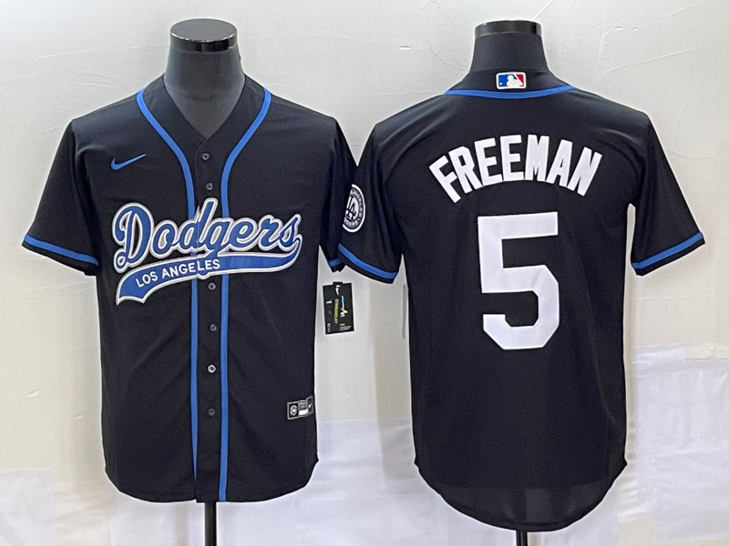 Men's Los Angeles Dodgers Freddie Freeman #5 Black Player Jerseys Joint Edition