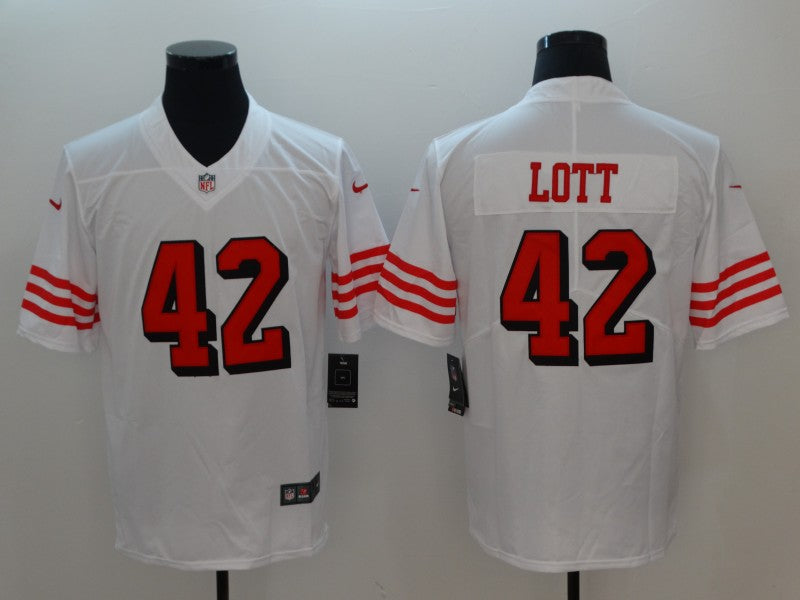Men's San Francisco 49ers Ronnie Lott #42 White Game Player Jerseys
