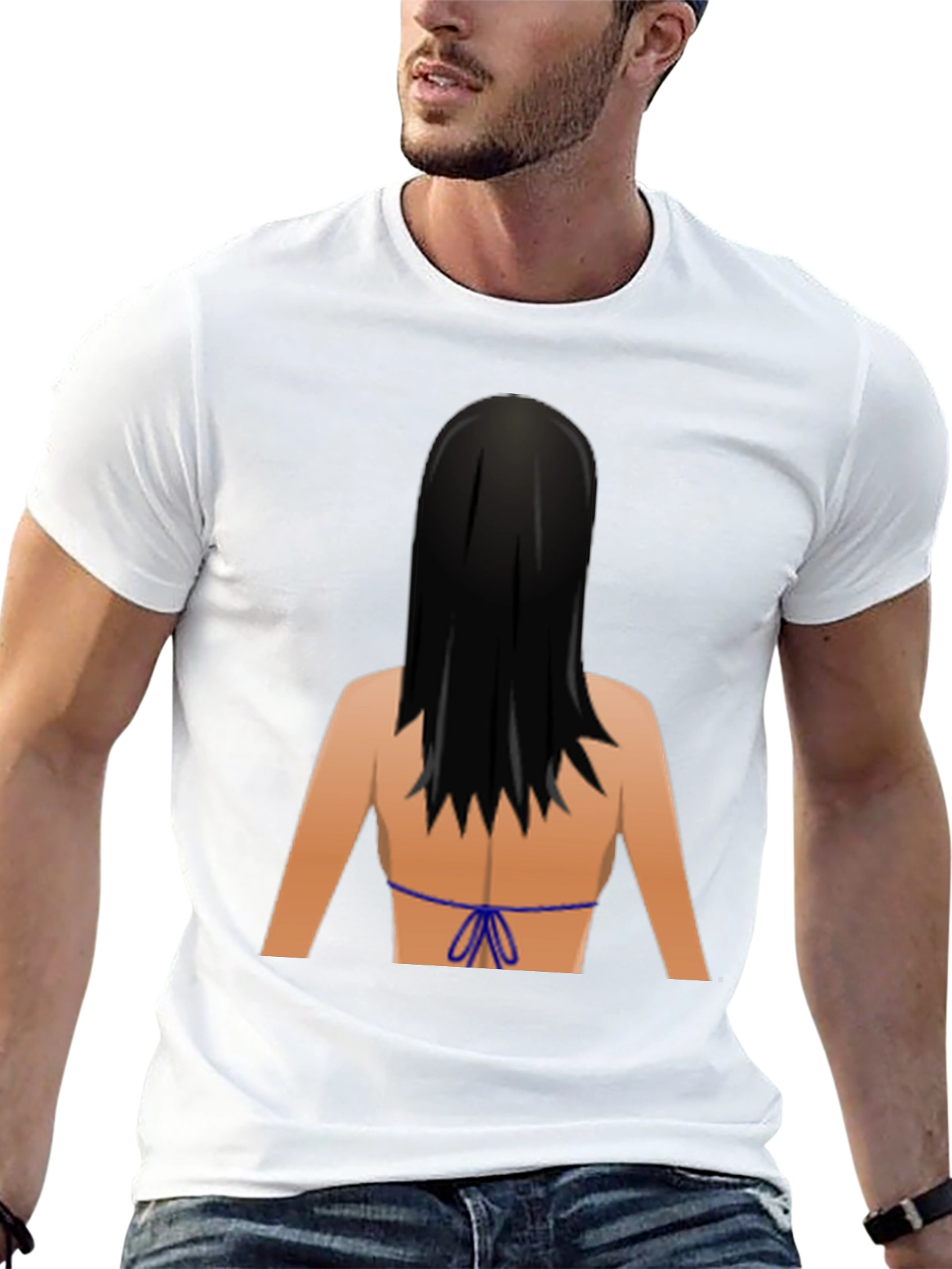 Emoji Bikini Back Black T-Shirt