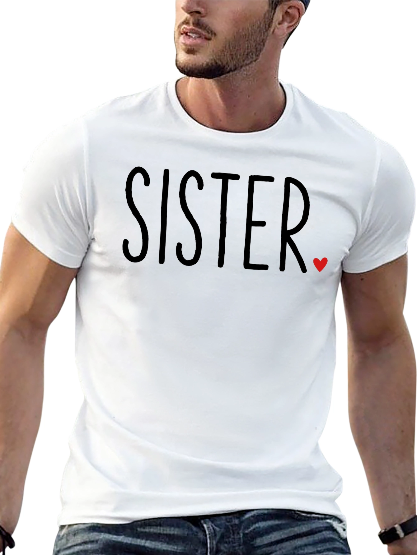 Sister Heart Graphic T-Shirt - Black