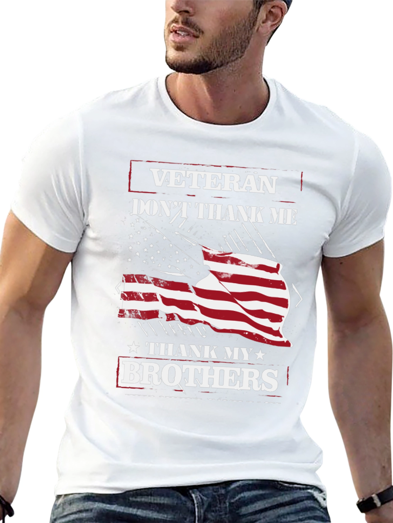 Veteran Brothers Graphic Tee - Patriotic USA Flag Design