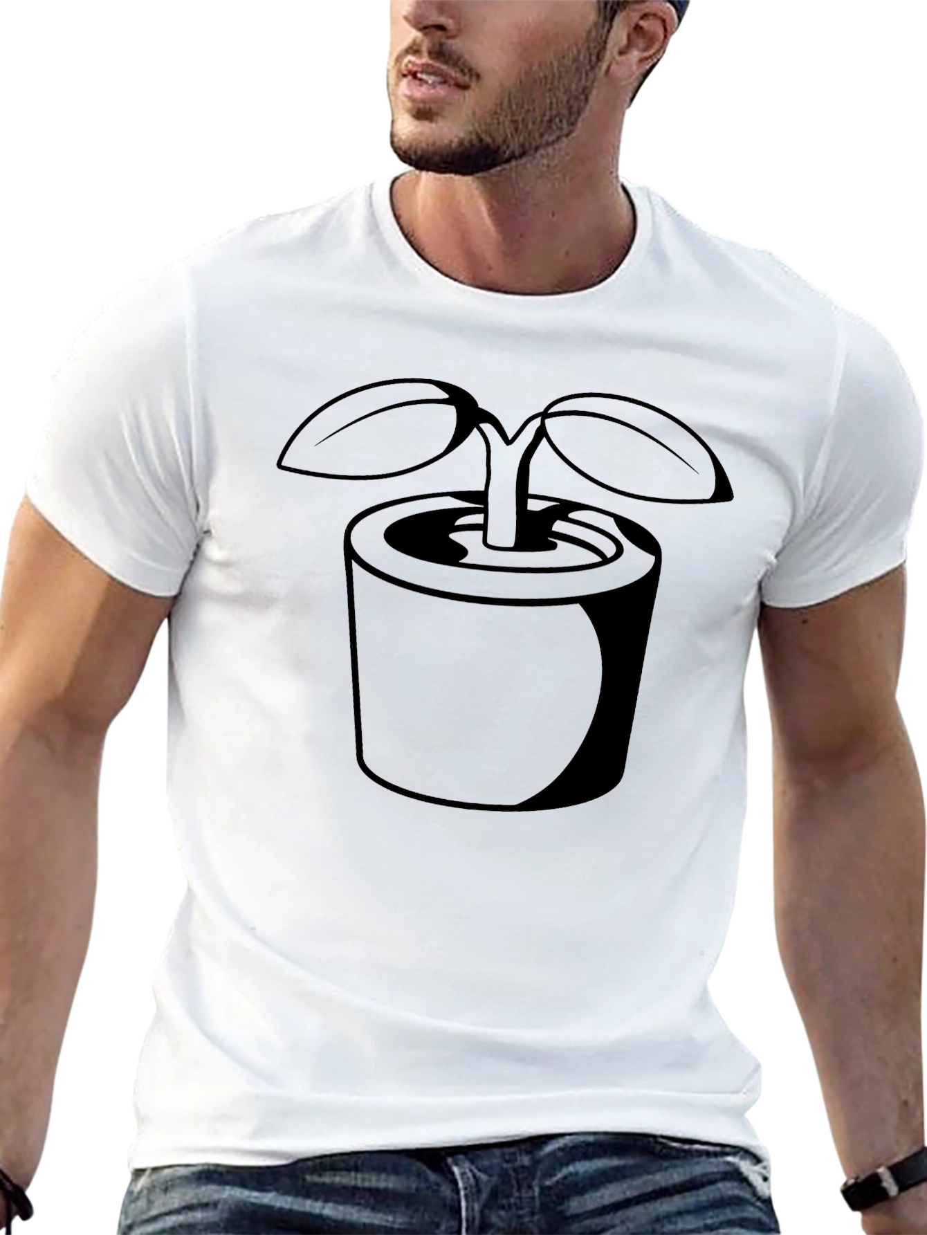 Black Plant Pot Graphic Tee - Unisex Casual Shirt