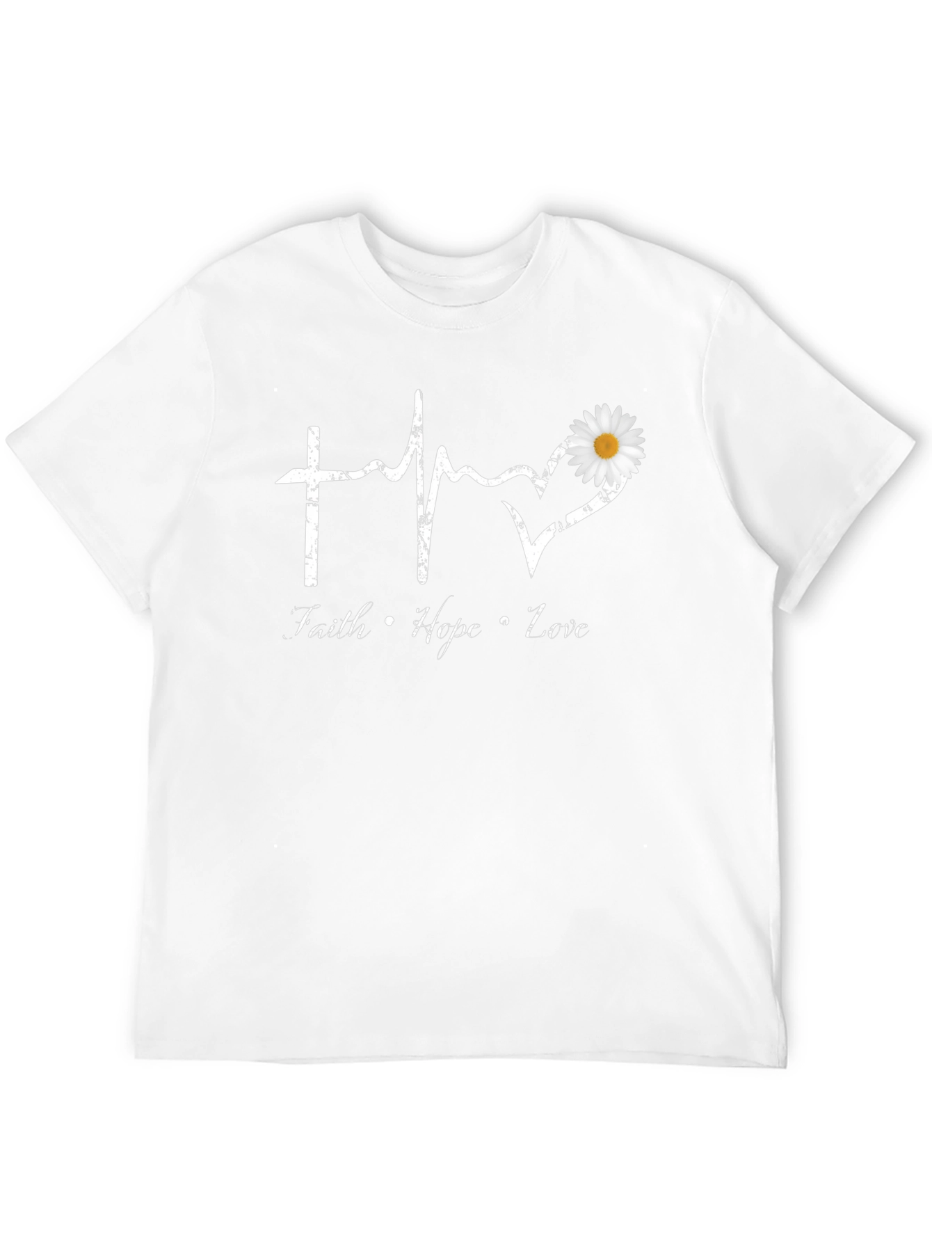 Faith Hope Love T-Shirt with Daisy Heart