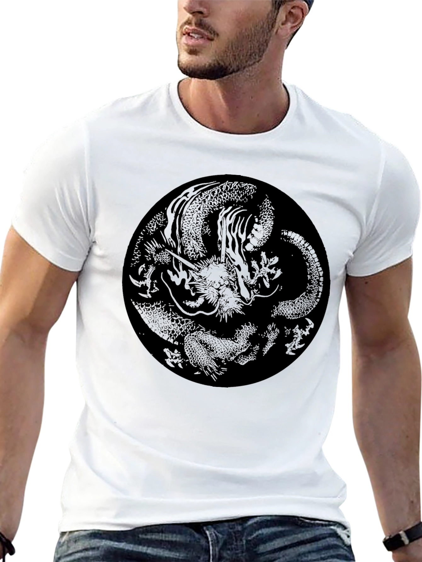 Dragon Circle Graphic Black T-Shirt